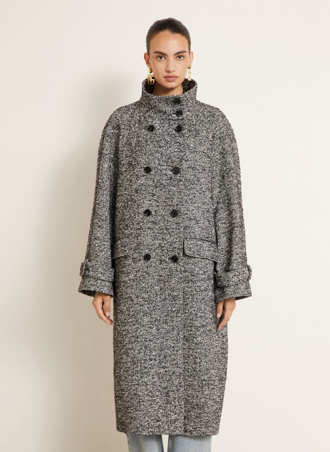 DOLCE & GABBANA Tweed-Mantel: GRIJS
