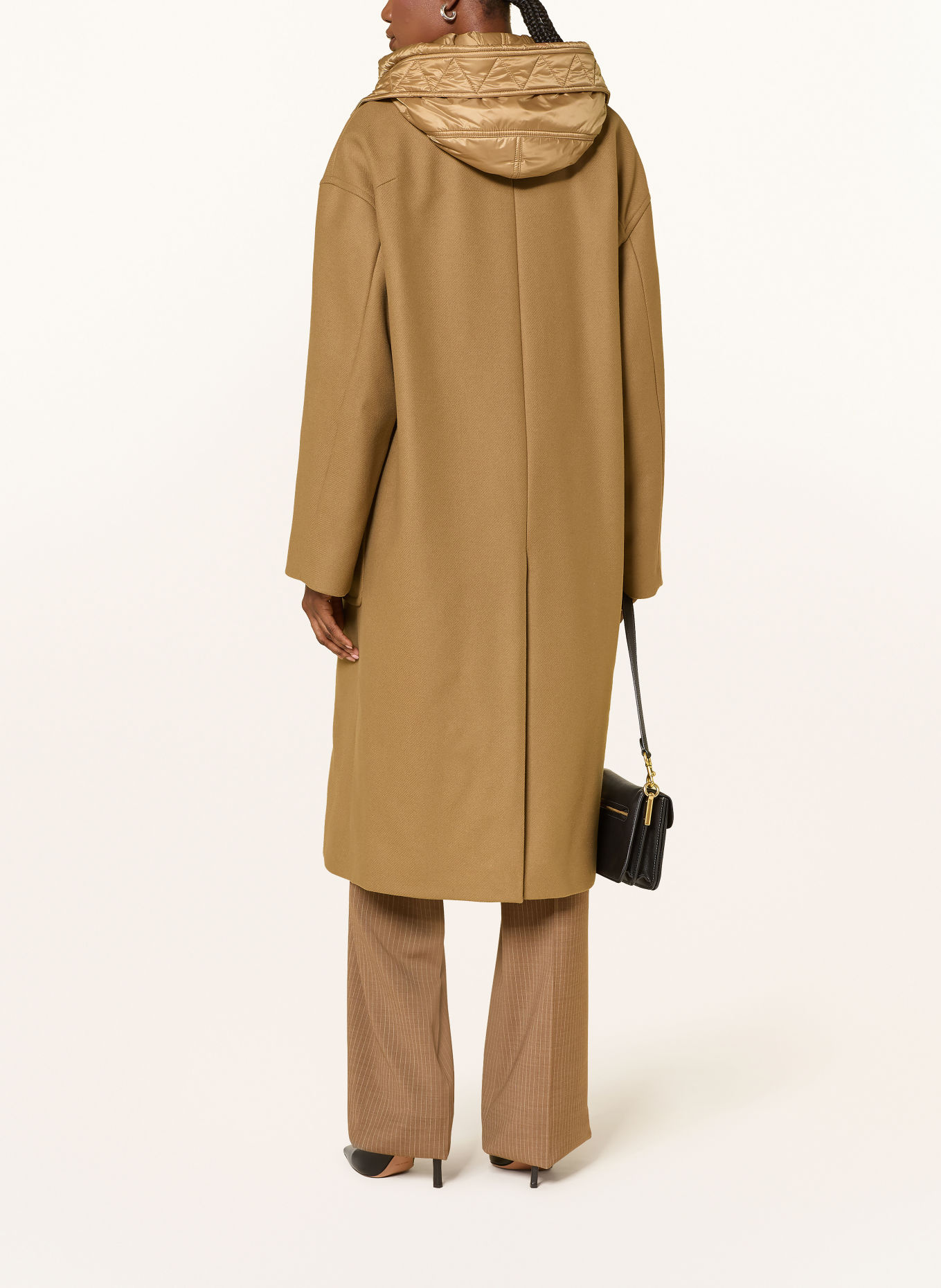 Fay Wollen mantel met afneembare kraag: CAMEL