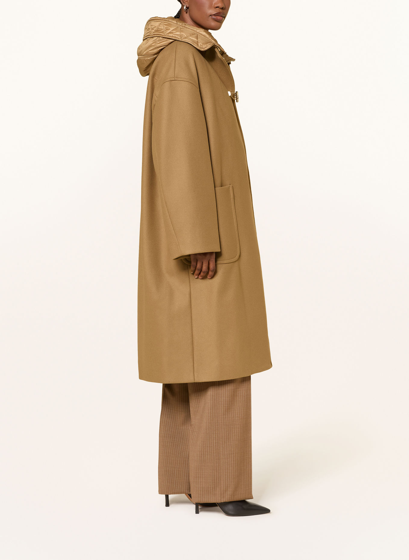 Fay Wollen mantel met afneembare kraag: CAMEL