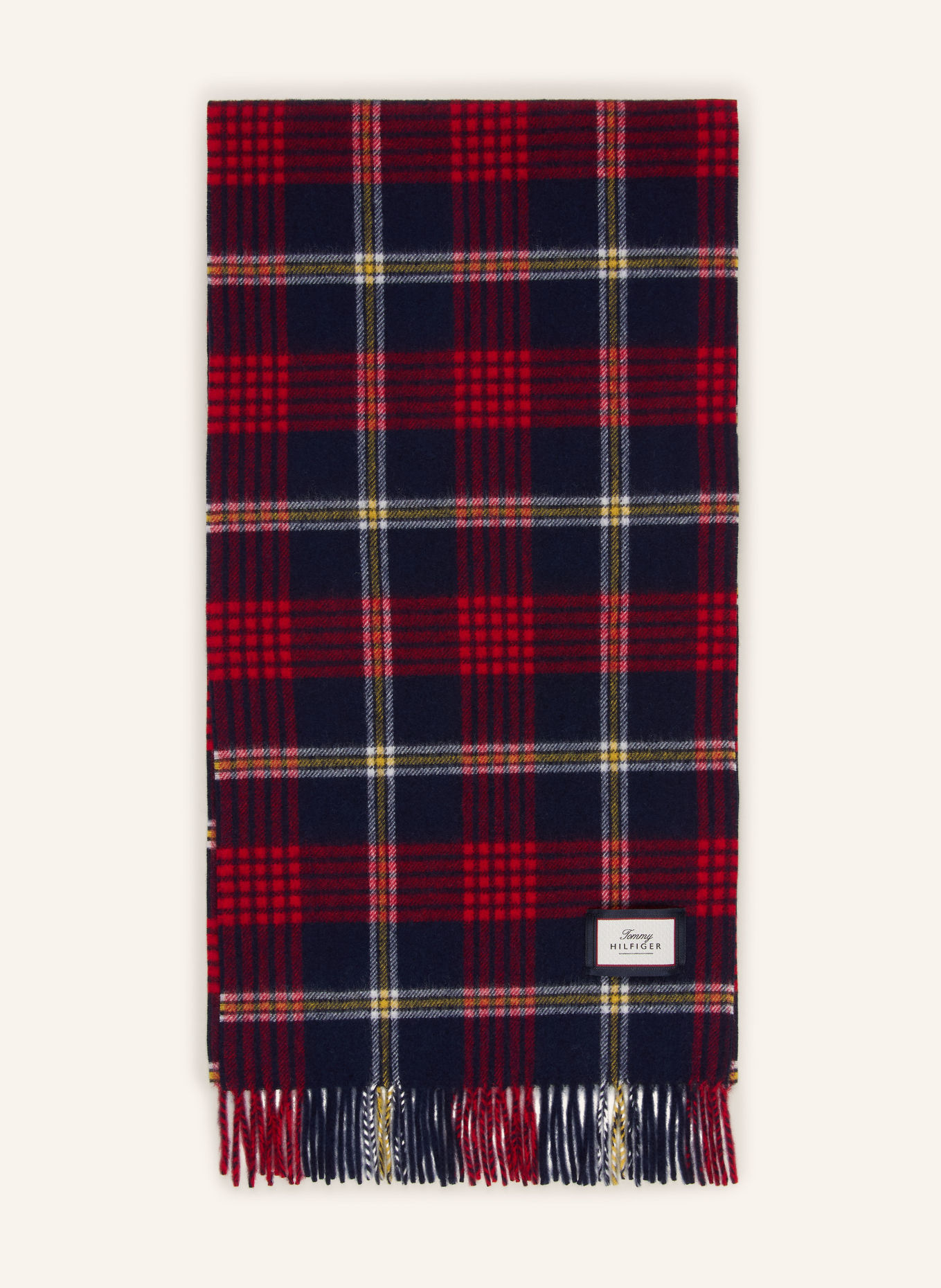 TOMMY HILFIGER Sjaal: DONKERBLAUW / DONKERROOD / GEEL