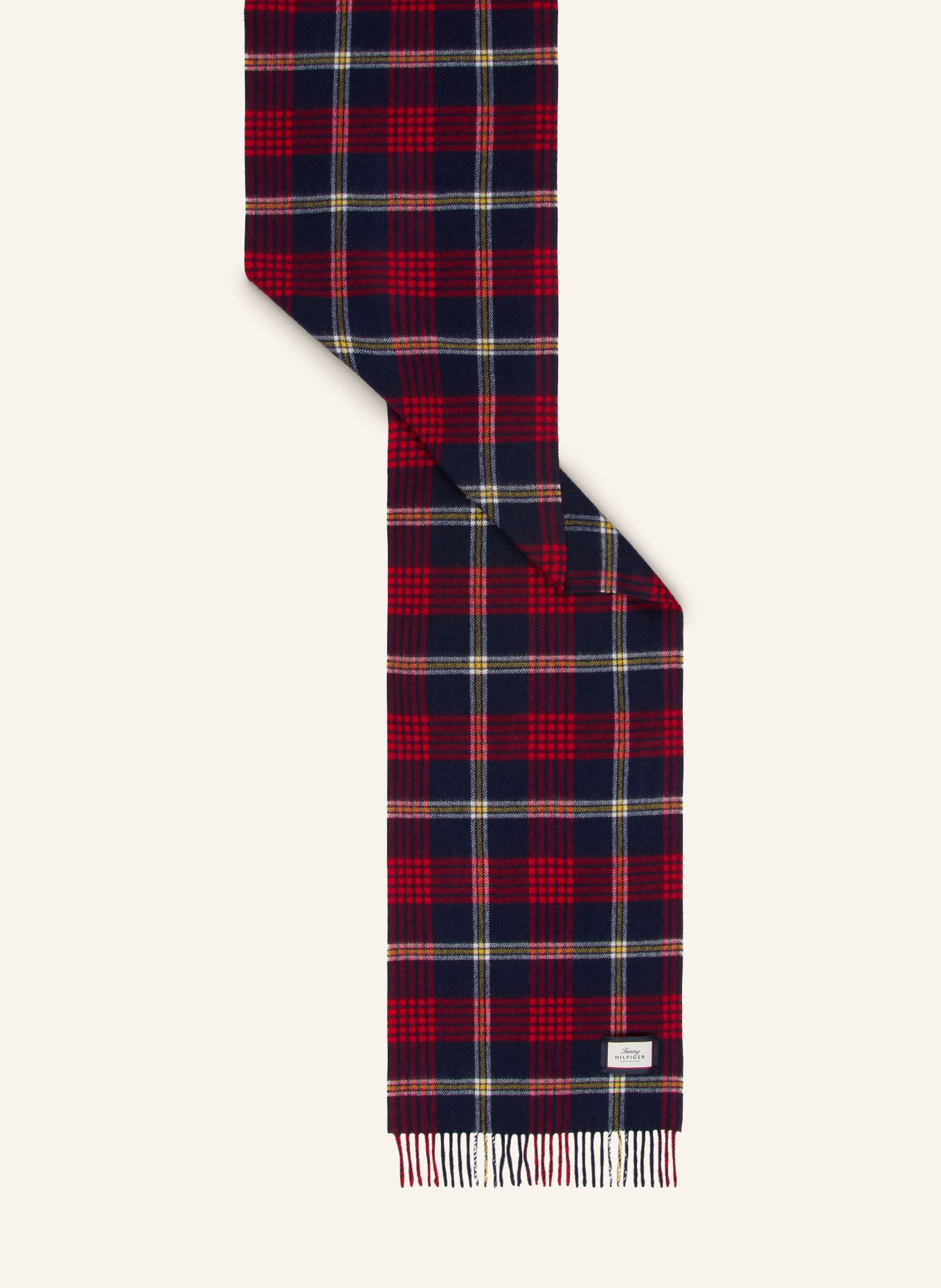 TOMMY HILFIGER Sjaal: DONKERBLAUW / DONKERROOD / GEEL