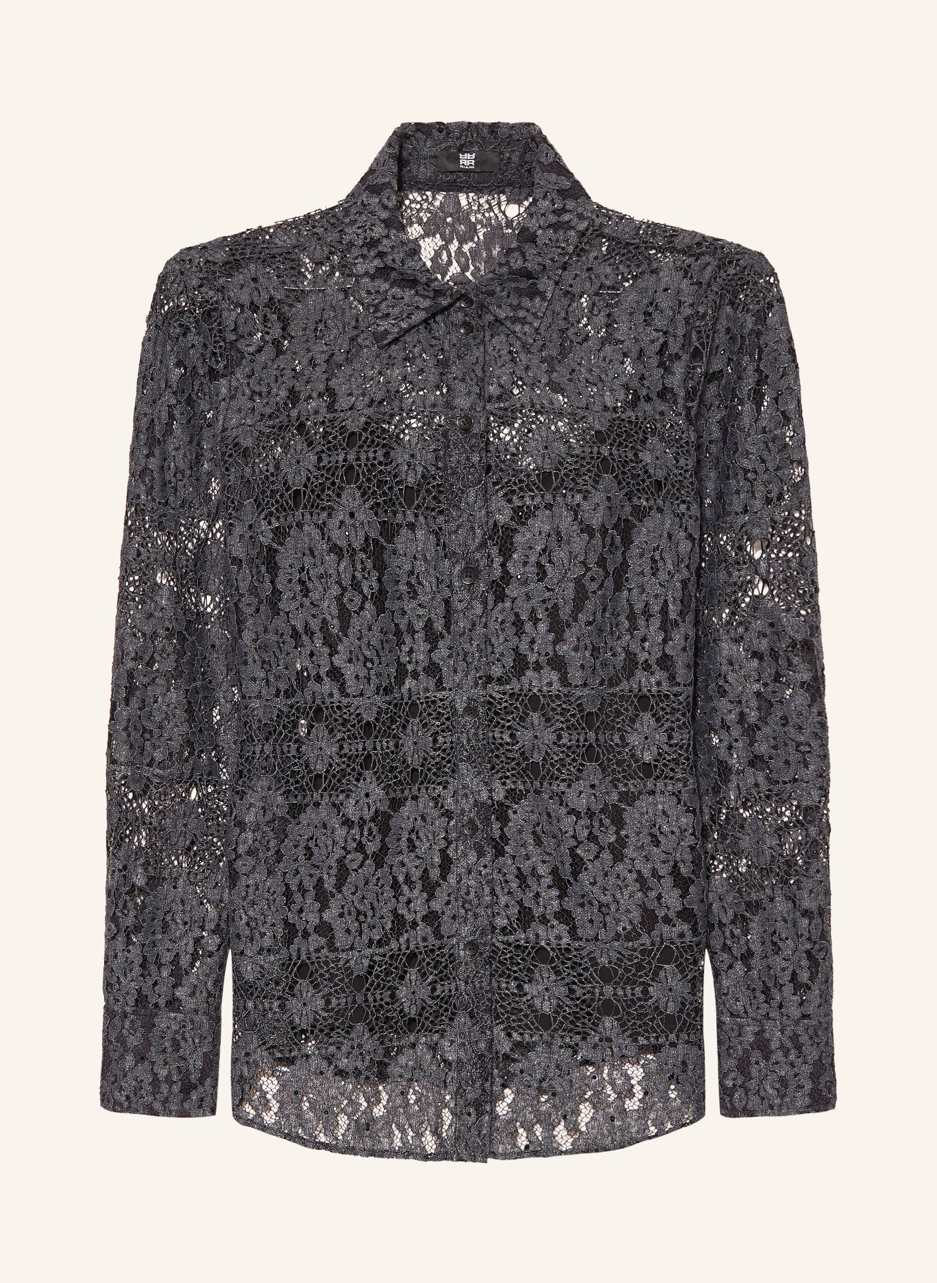 RIANI Kanten blouse met afneembare strik: TAUPE