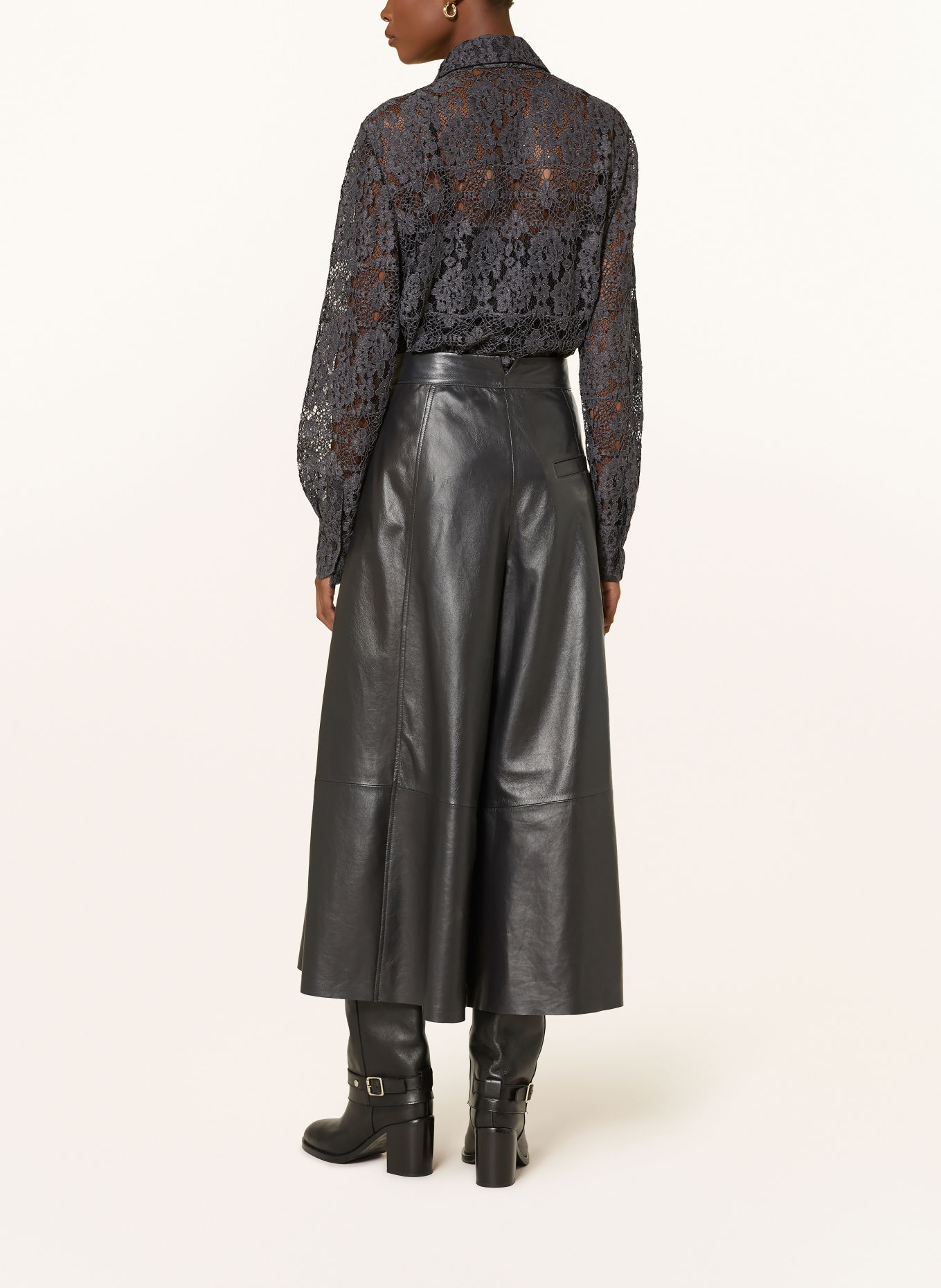 RIANI Kanten blouse met afneembare strik: TAUPE