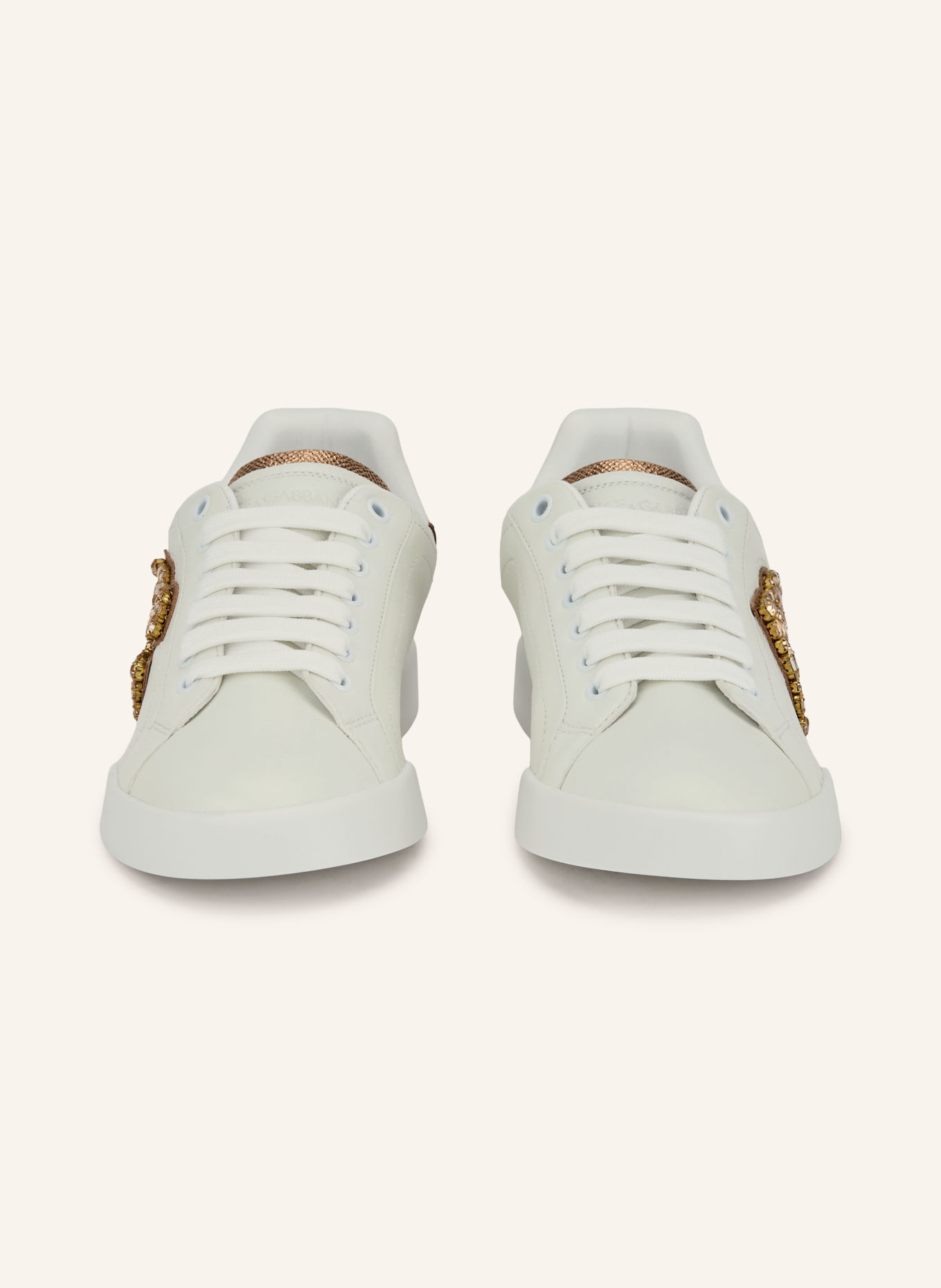 DOLCE & GABBANA Sneakers med strass: VIT / GULD