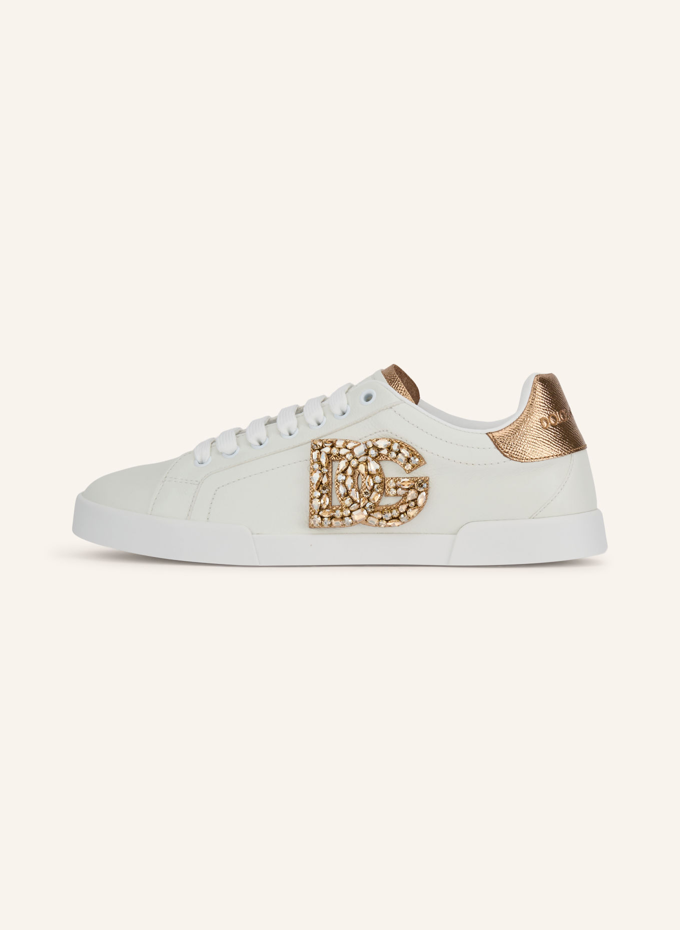 DOLCE & GABBANA Sneakers med strass: VIT / GULD