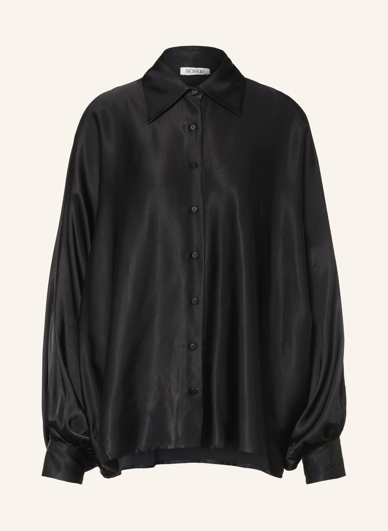 SoSUE Satijn-overhemdblouse ANTONIA: ZWART