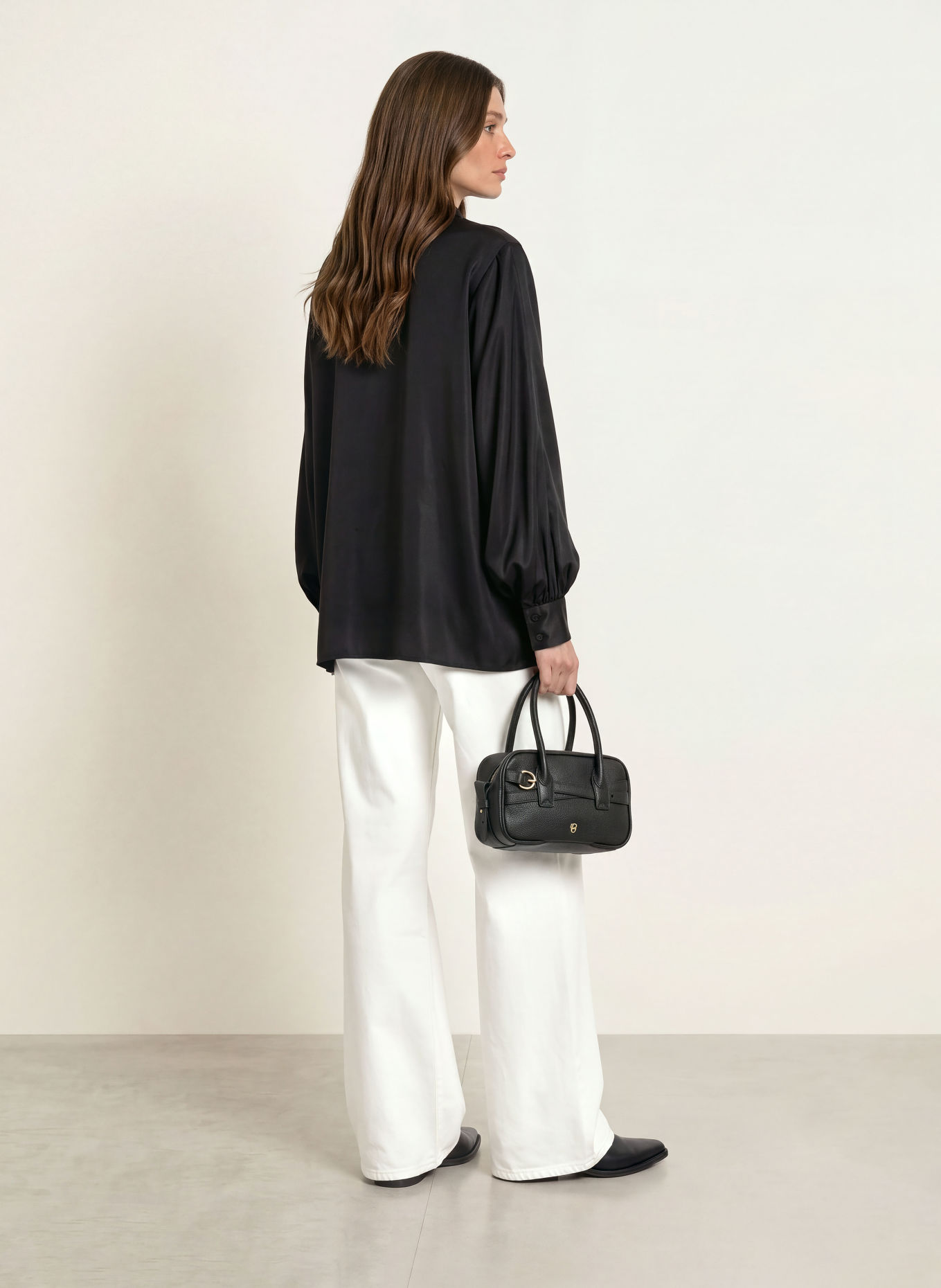 SoSUE Satijn-overhemdblouse ANTONIA: ZWART
