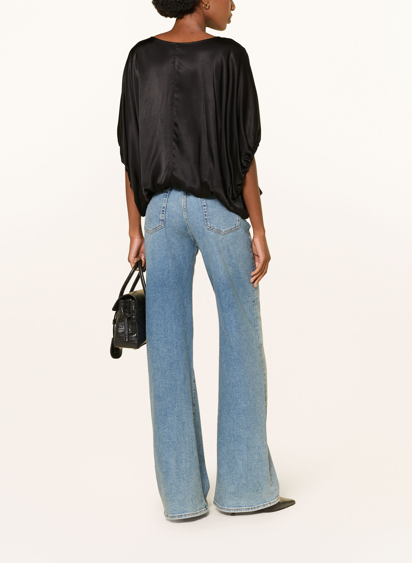 SoSUE Satin shirt blouse: BLACK