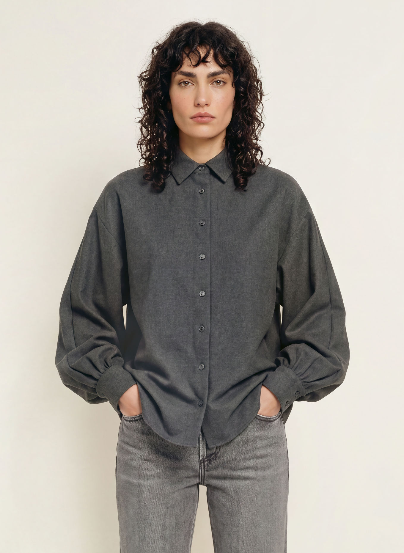 SoSUE ANTONIA Flannel Shirt blouse: DARK GRAY