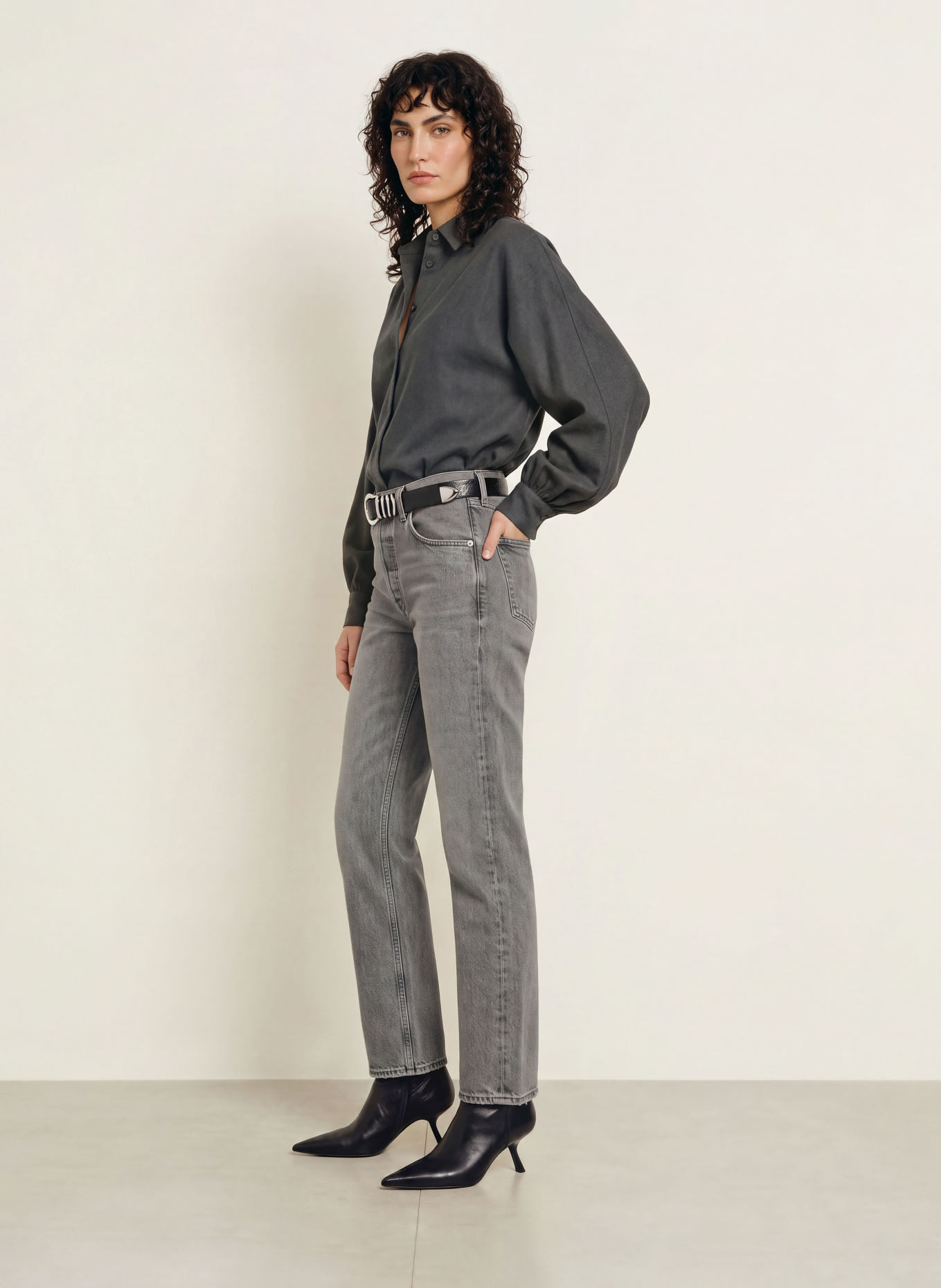 SoSUE ANTONIA Flannel Shirt blouse: DARK GRAY