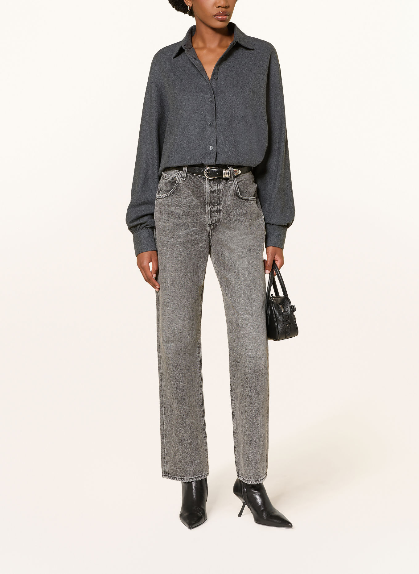 SoSUE ANTONIA Flannel Shirt blouse: DARK GRAY