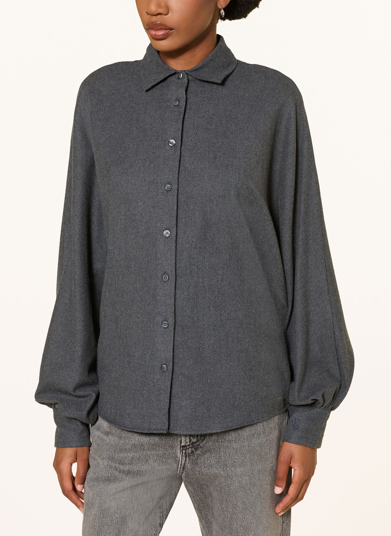 SoSUE ANTONIA Flannel Shirt blouse: DARK GRAY