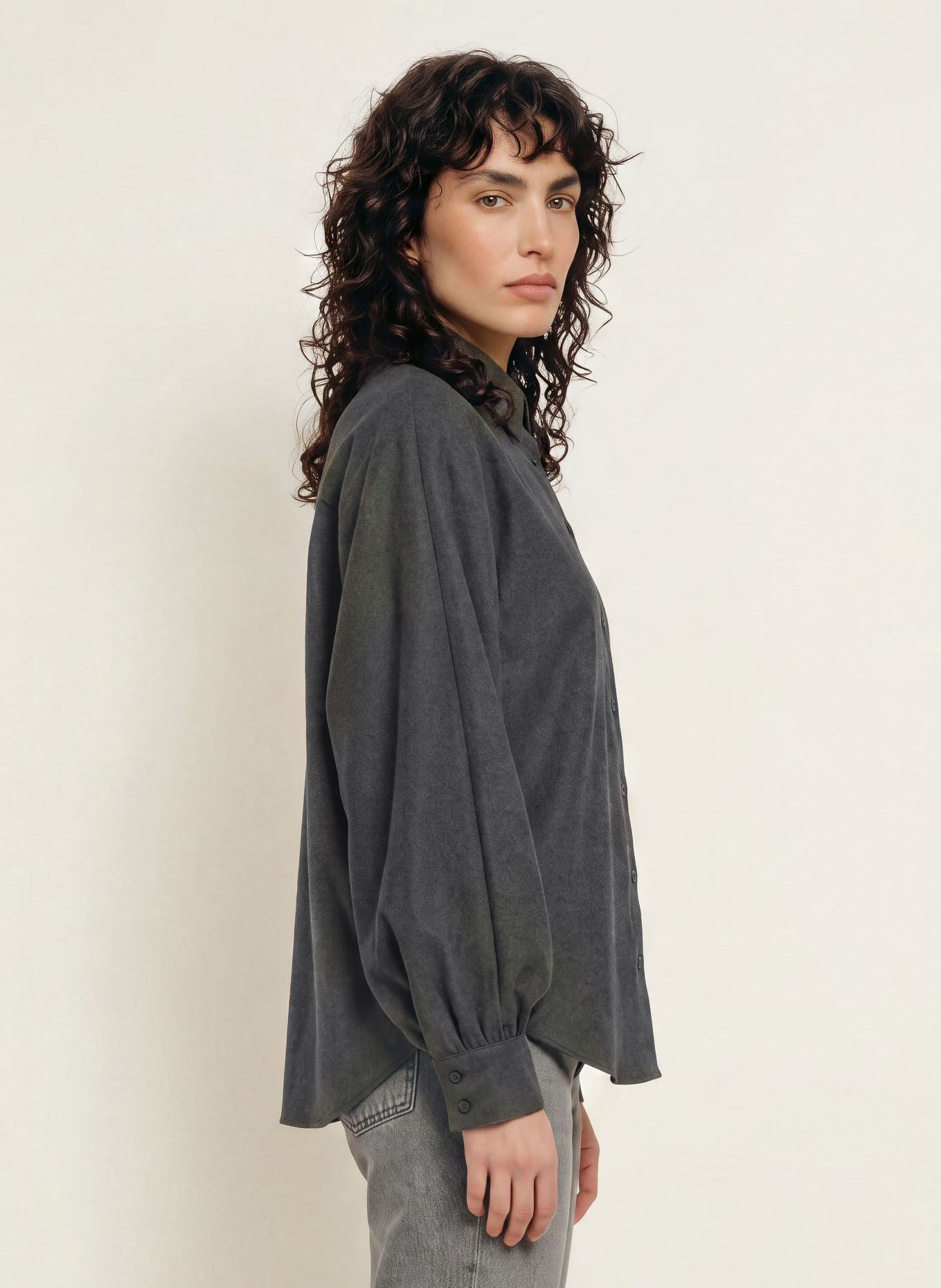 SoSUE ANTONIA Flannel Shirt blouse: DARK GRAY