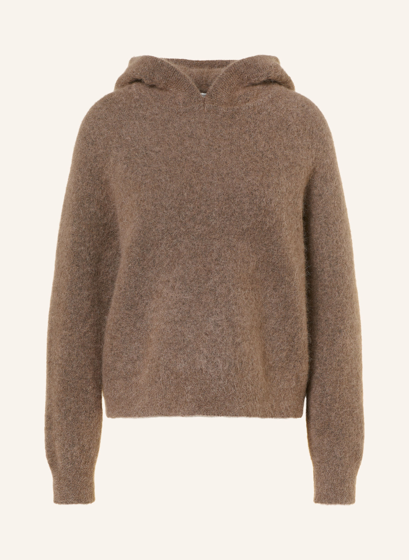 SoSUE Knitted Hoodie with Alpaca: TAUPE