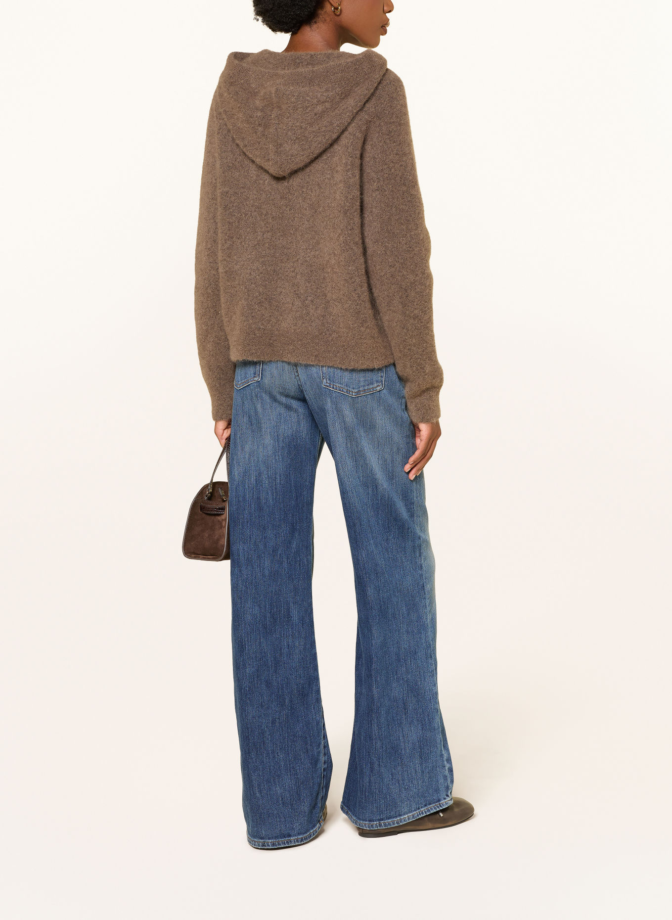 SoSUE Knitted Hoodie with Alpaca: TAUPE