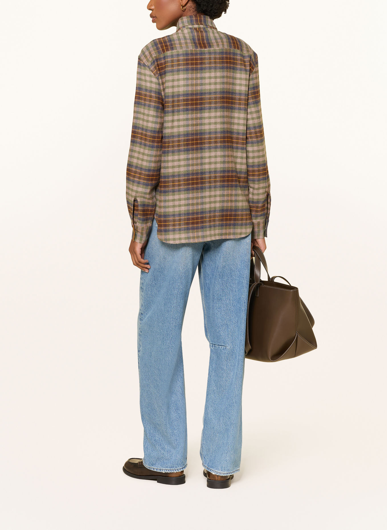 SoSUE KAROLINE-bluse i flannel: LYSEBRUN / GRØN / MØRKEBLÅ