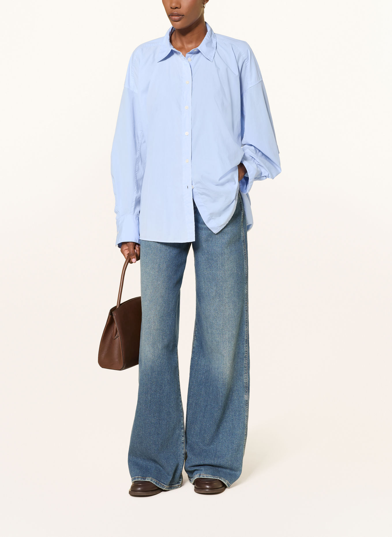 SoSUE Oversized skjortebluse HANNAH: LYSEBLÅ