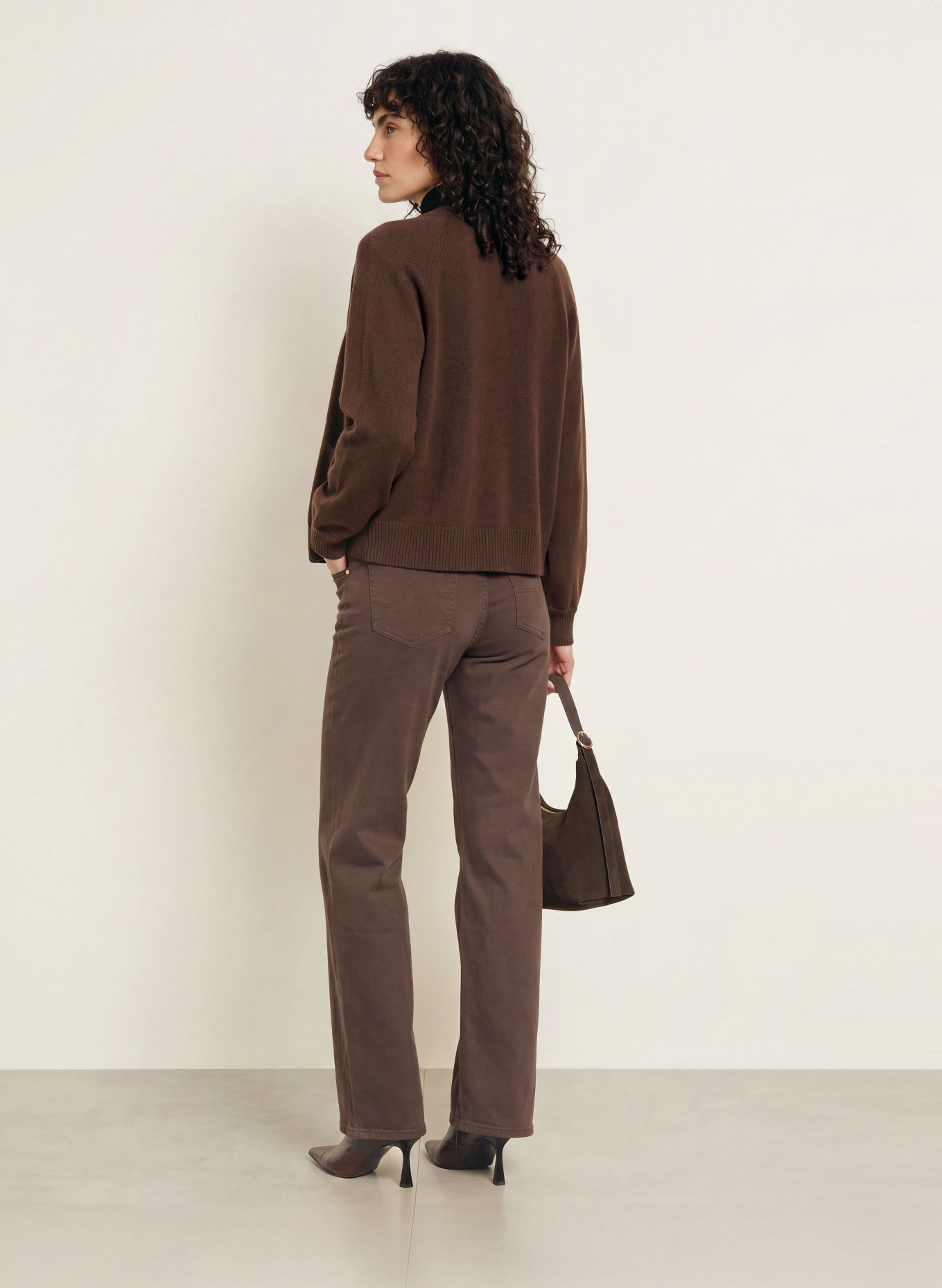 SoSUE BELLA Cardigan with Cashmere: DARK BROWN