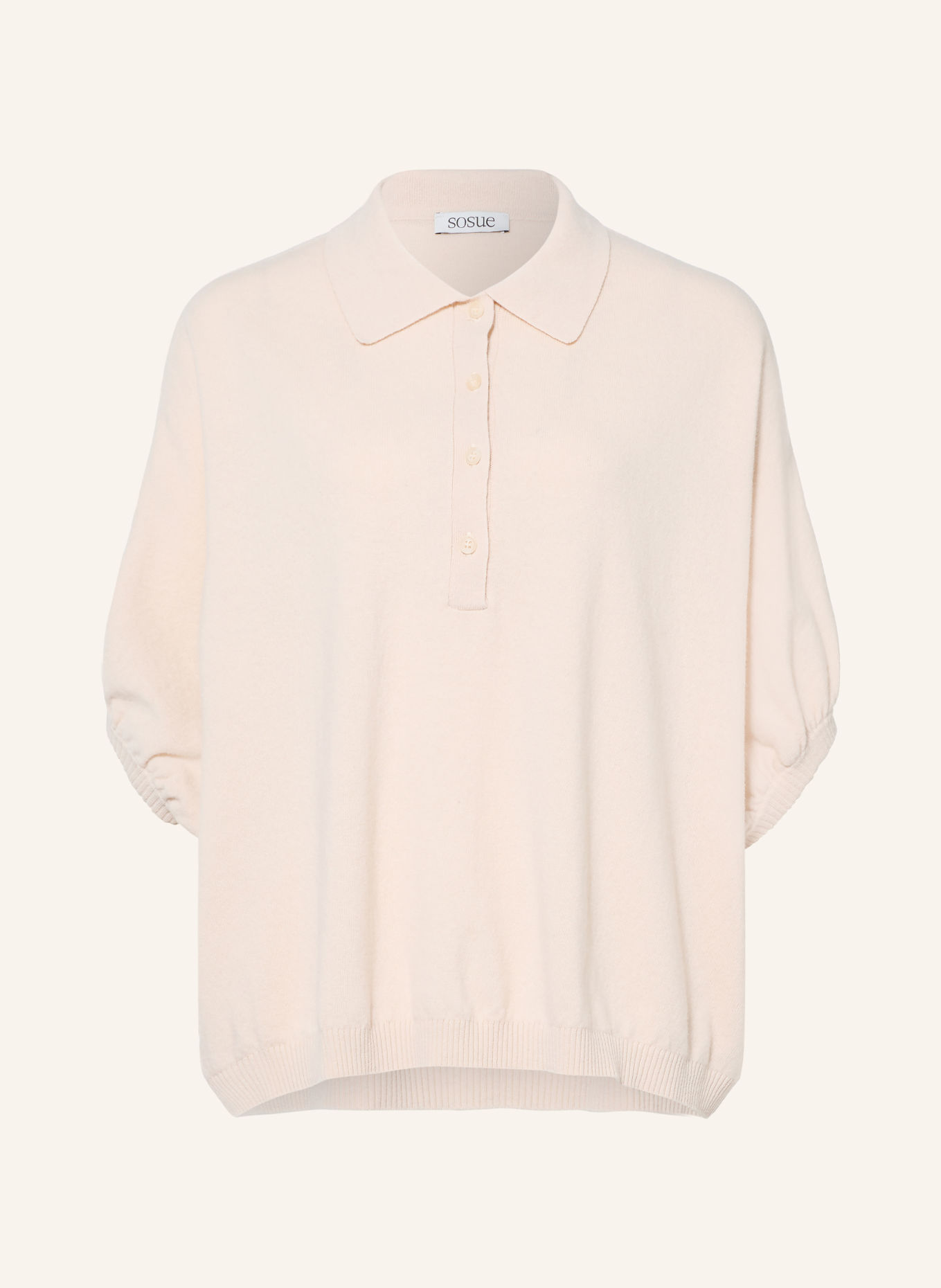 SoSUE Knit polo shirt with merino wool: CREAM