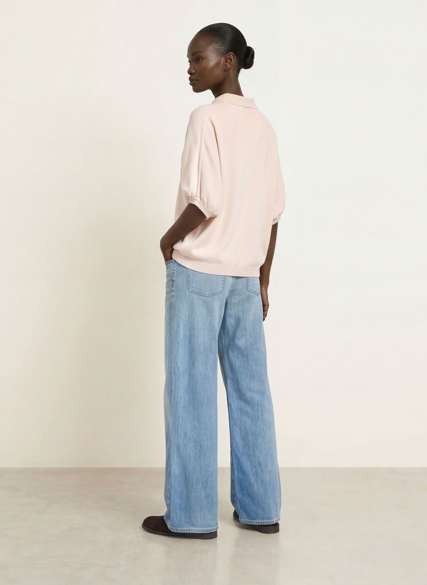 SoSUE Knit polo shirt with merino wool: CREAM