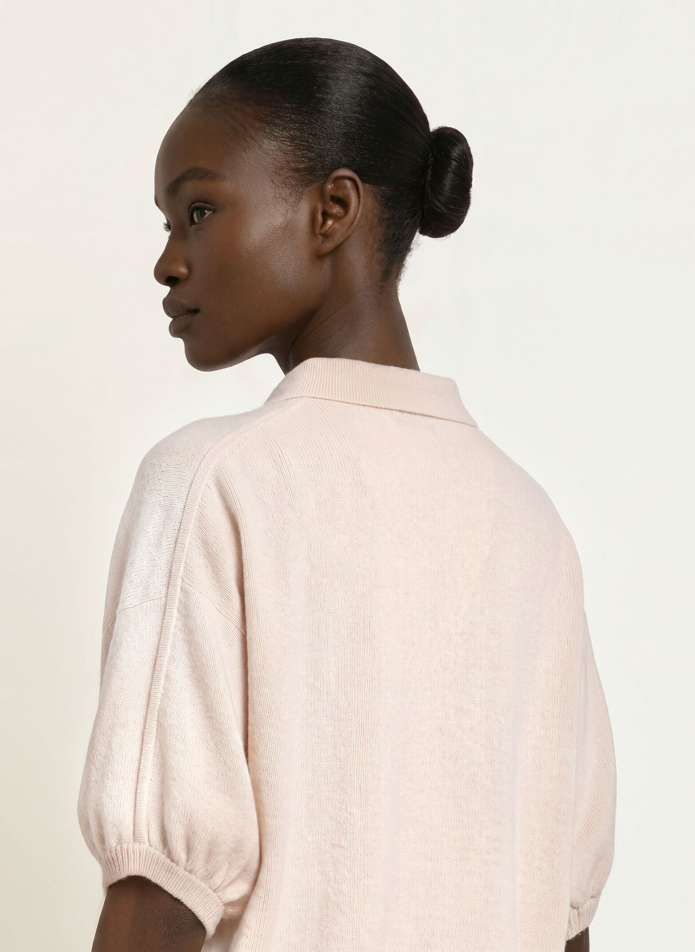 SoSUE Knit polo shirt with merino wool: CREAM