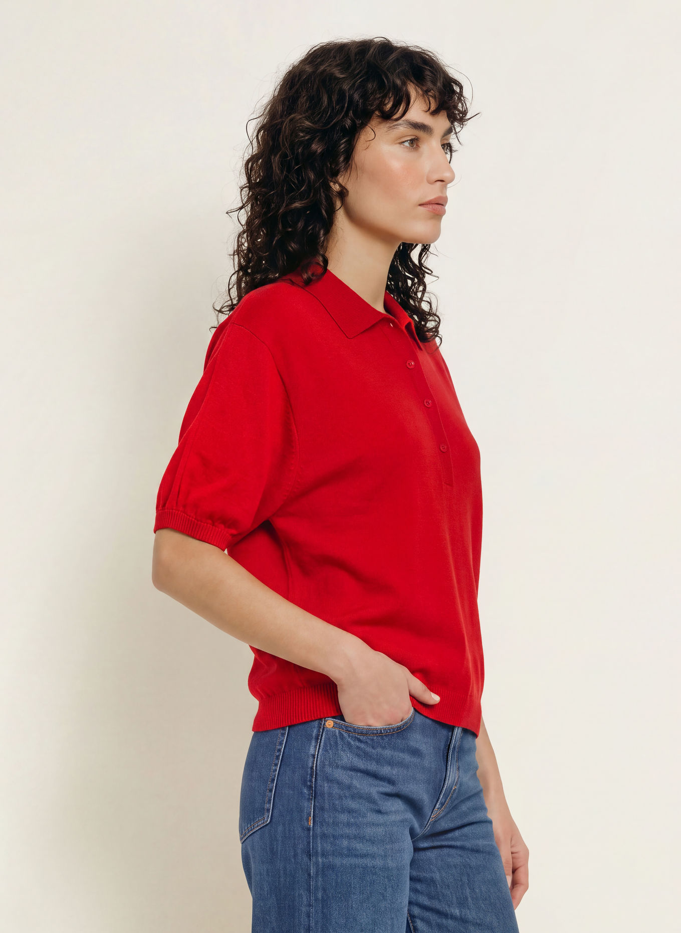 SoSUE Strick-Poloshirt mit Merinowolle: ROT