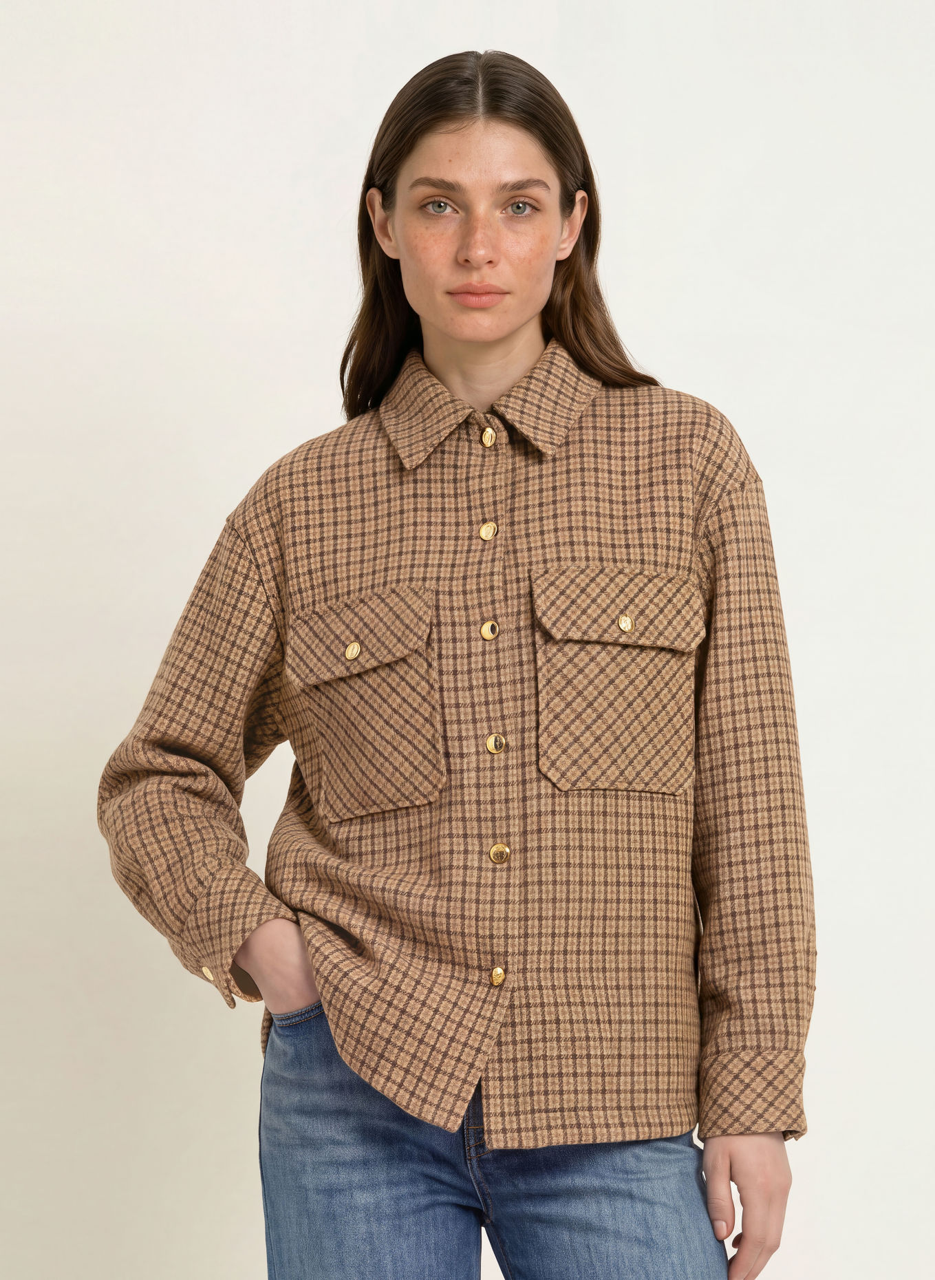 SoSUE CAITLIN Overshirt: CAMEL / BROWN / BEIGE