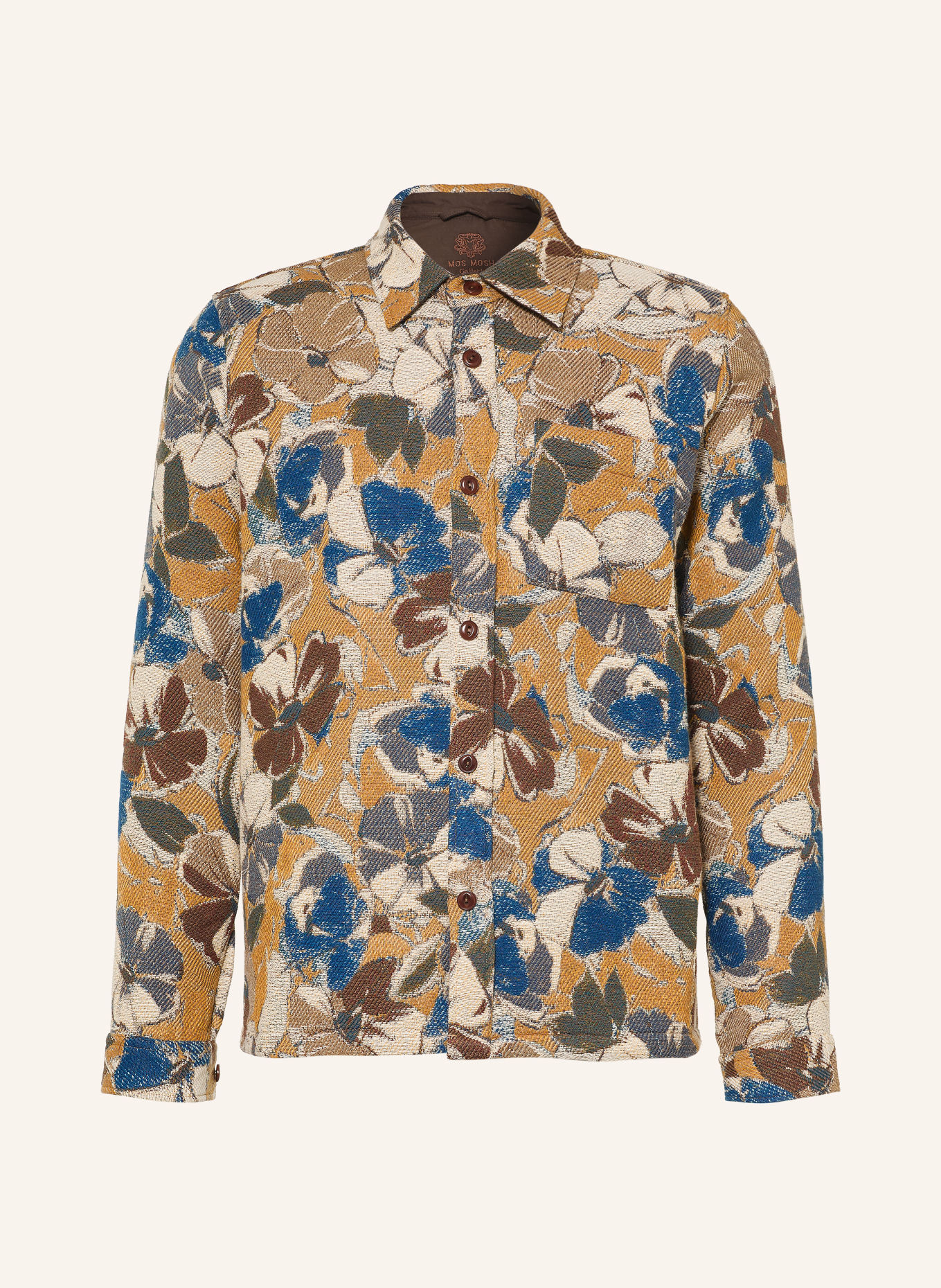 MOS MOSH Gallery Overshirt MMGDAVID i jacquard: BLÅ / BEIGE / MÖRKGRÖN