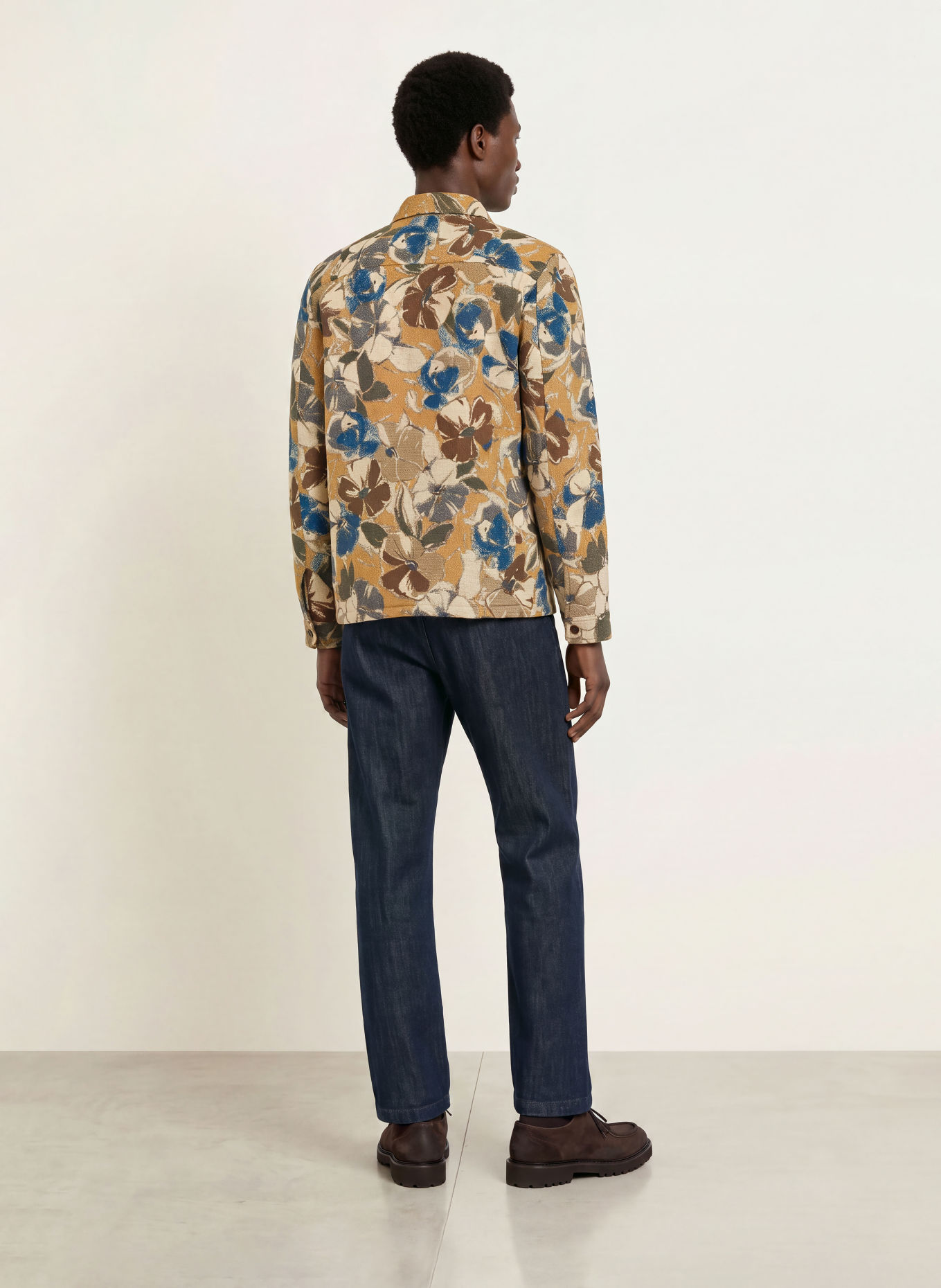 MOS MOSH Gallery Overshirt MMGDAVID i jacquard: BLÅ / BEIGE / MÖRKGRÖN