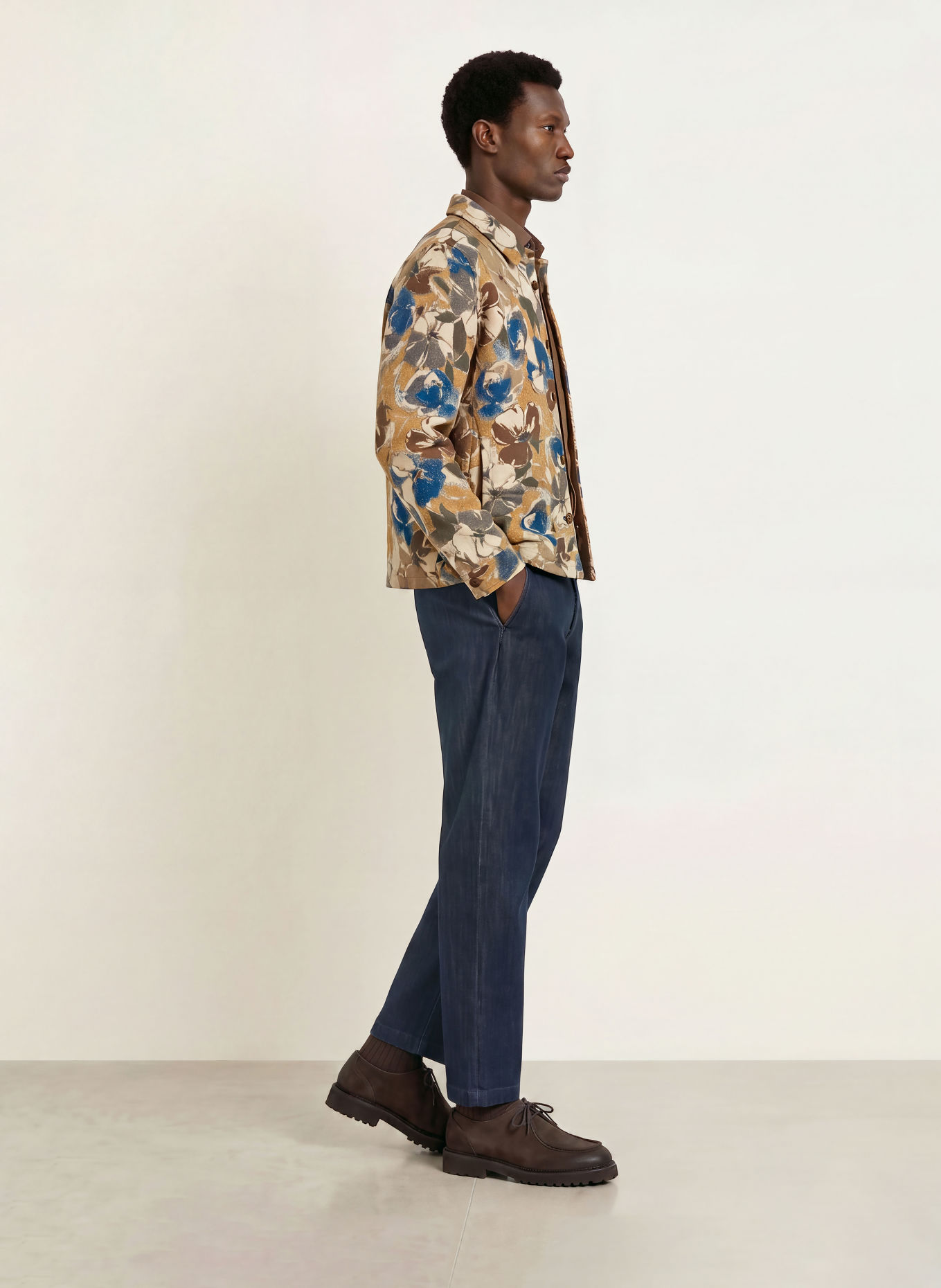 MOS MOSH Gallery Overshirt MMGDAVID i jacquard: BLÅ / BEIGE / MÖRKGRÖN