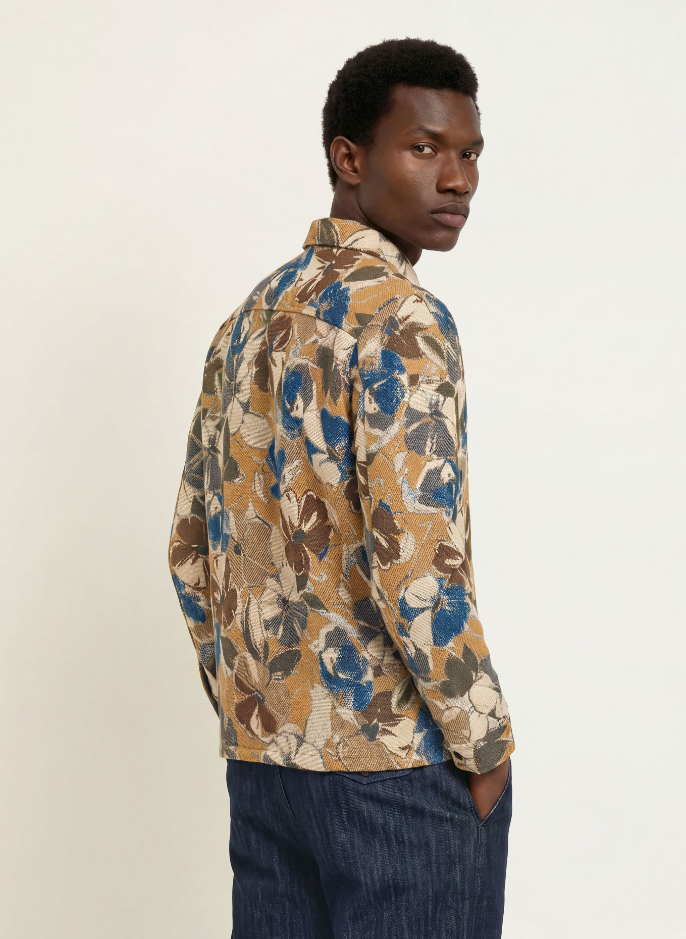 MOS MOSH Gallery Overshirt MMGDAVID i jacquard: BLÅ / BEIGE / MÖRKGRÖN