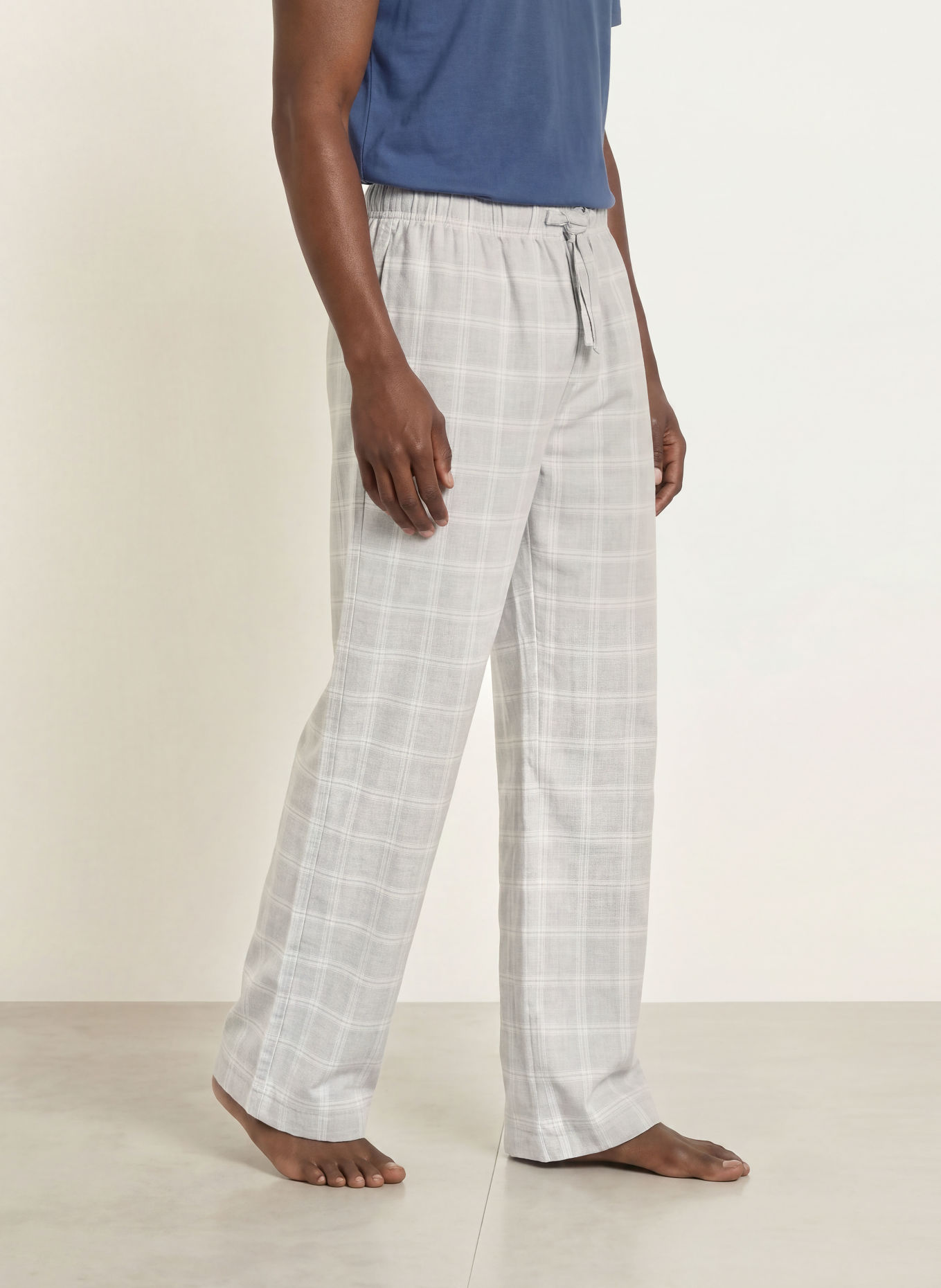 TOMMY HILFIGER Spodnie do spania z flaneli: JASNOCZARY / BIAŁY