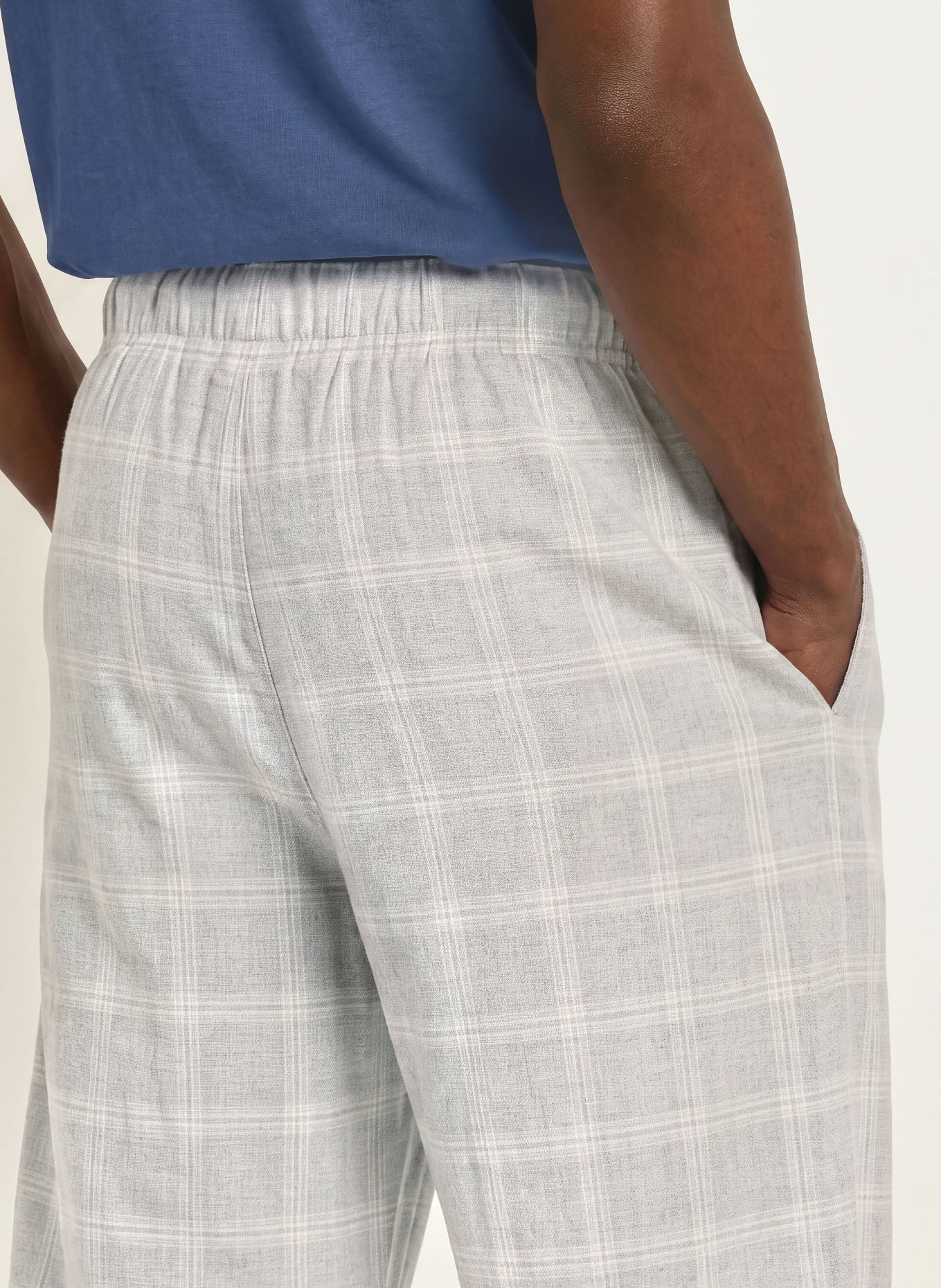 TOMMY HILFIGER Spodnie do spania z flaneli: JASNOCZARY / BIAŁY