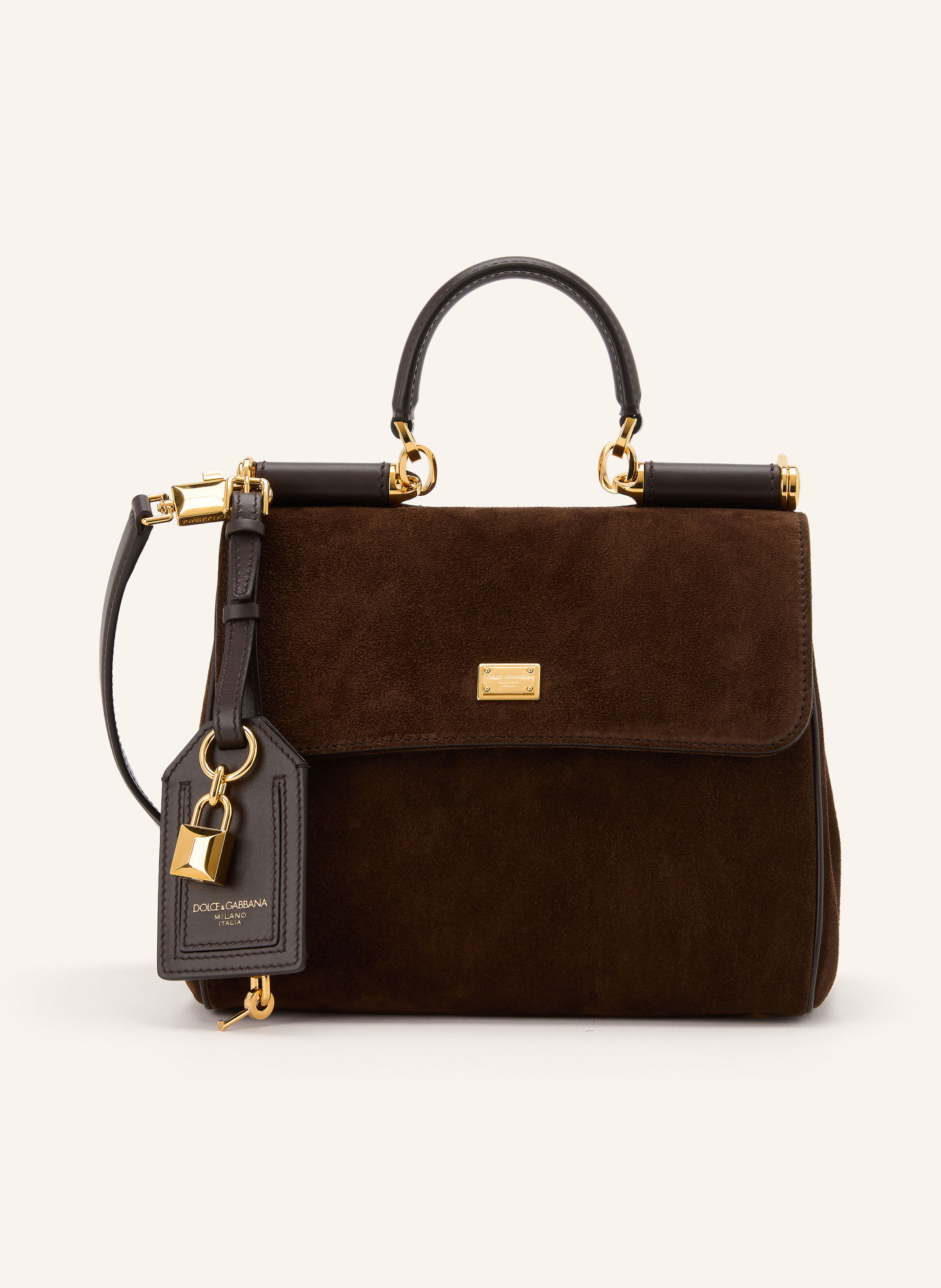 DOLCE & GABBANA Torebka MY SICILY SMALL: CIEMNOBRĄZOWY / ZŁOTY