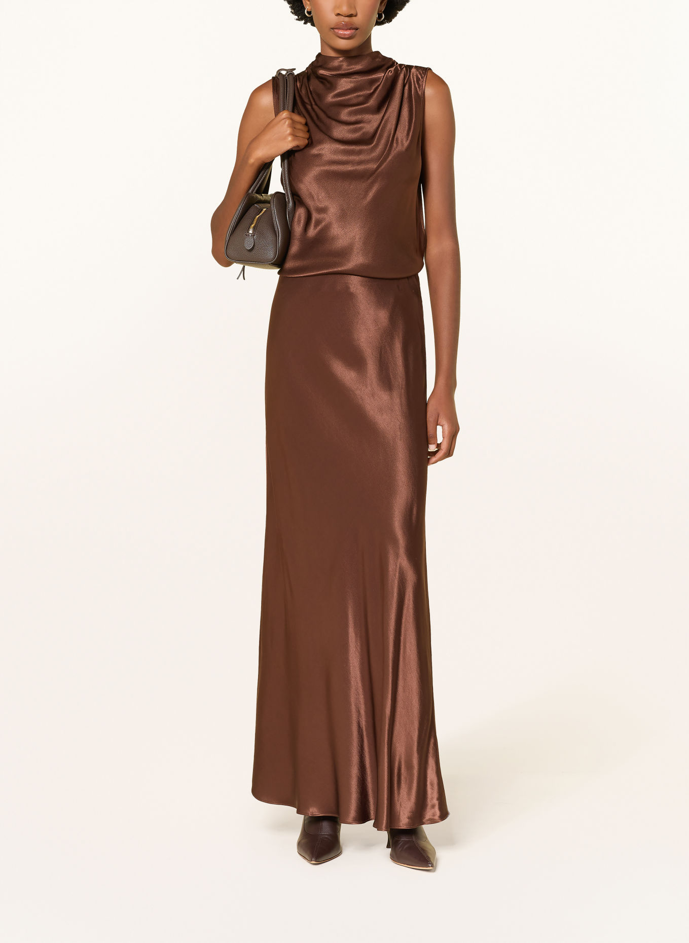 Rails Satijnen rok ROMINA: MARRON FONCÉ
