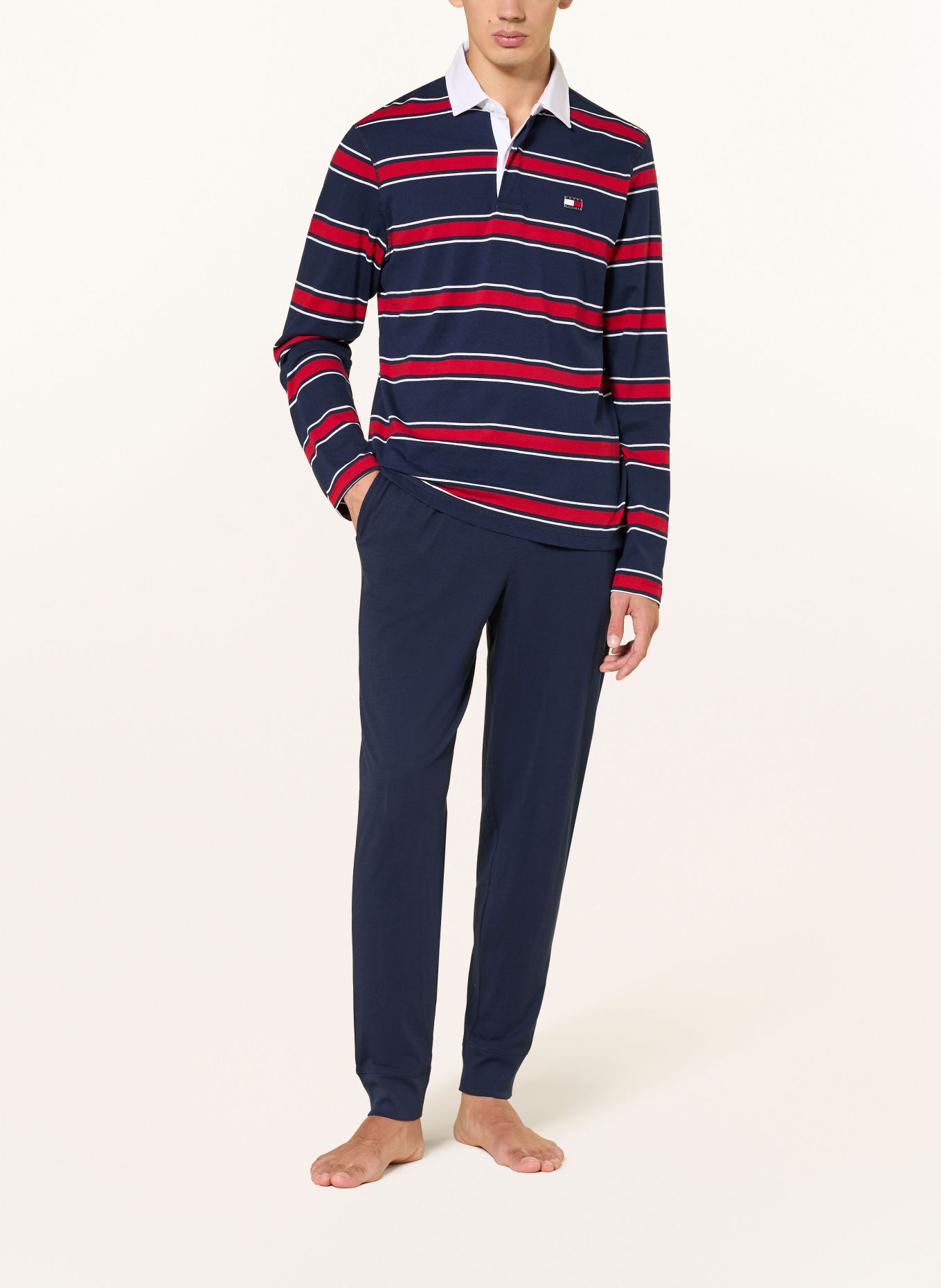 TOMMY HILFIGER Piżama: CIEMNOCZERWONY / GRANATOWY / BIAŁY