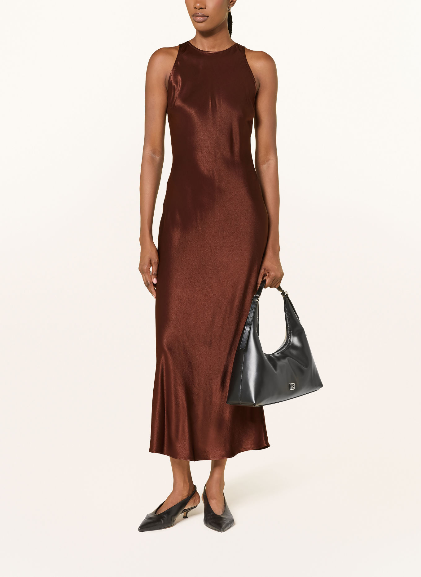 Rails SOLENE Satin Dress: BROWN