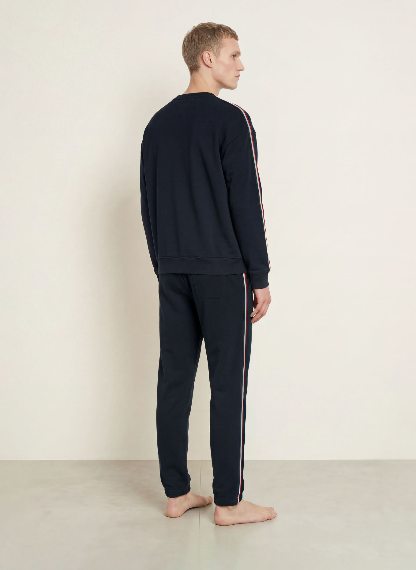 TOMMY HILFIGER Loungewear-joggingbyxor: MÖRKBLÅ / RÖD / VIT