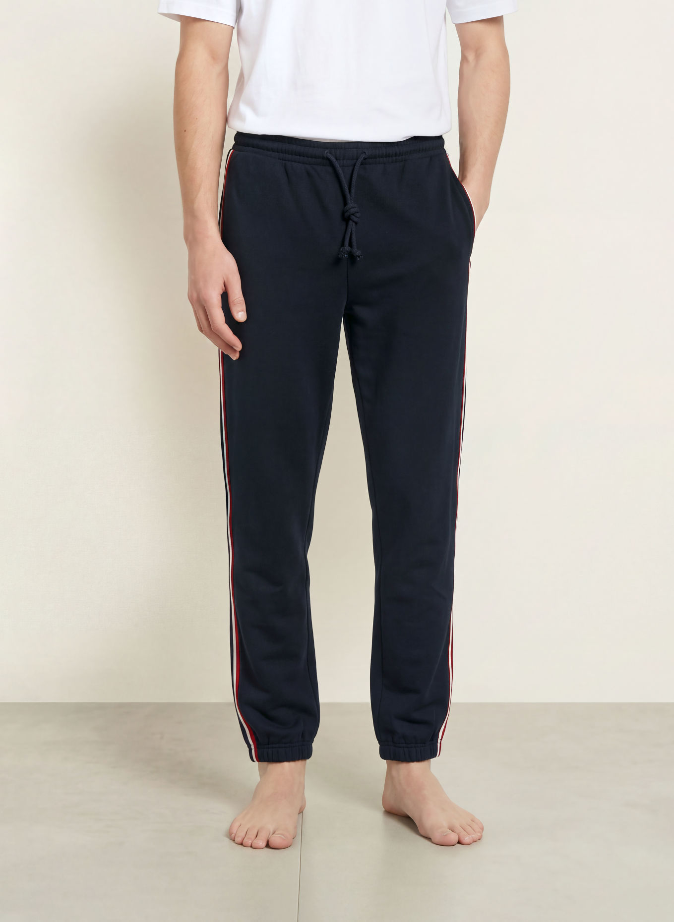 TOMMY HILFIGER Loungewear-joggingbyxor: MÖRKBLÅ / RÖD / VIT