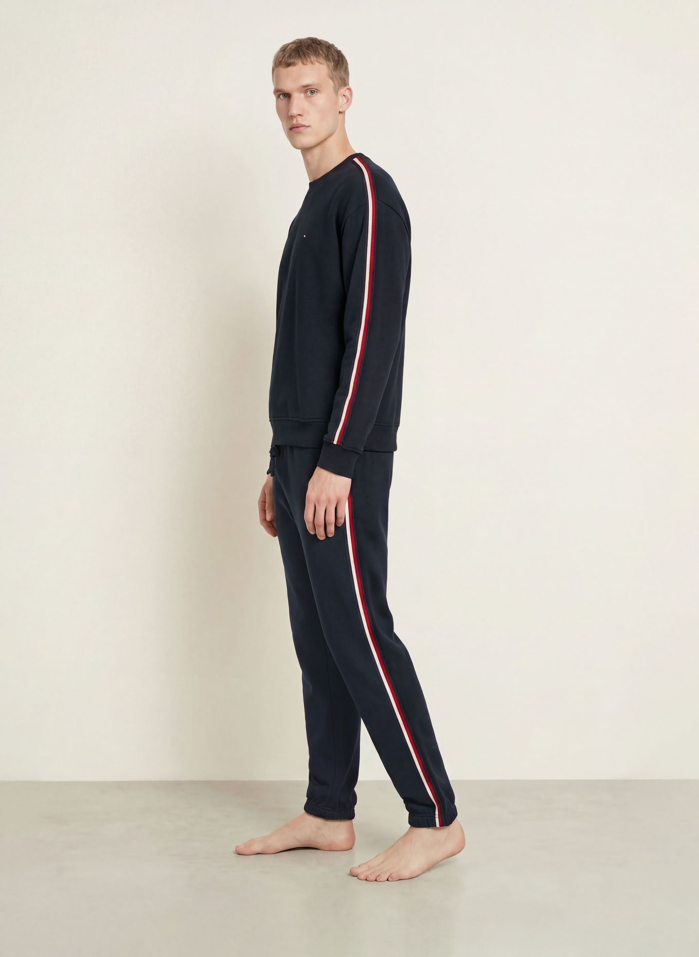 TOMMY HILFIGER Loungewear-joggingbyxor: MÖRKBLÅ / RÖD / VIT