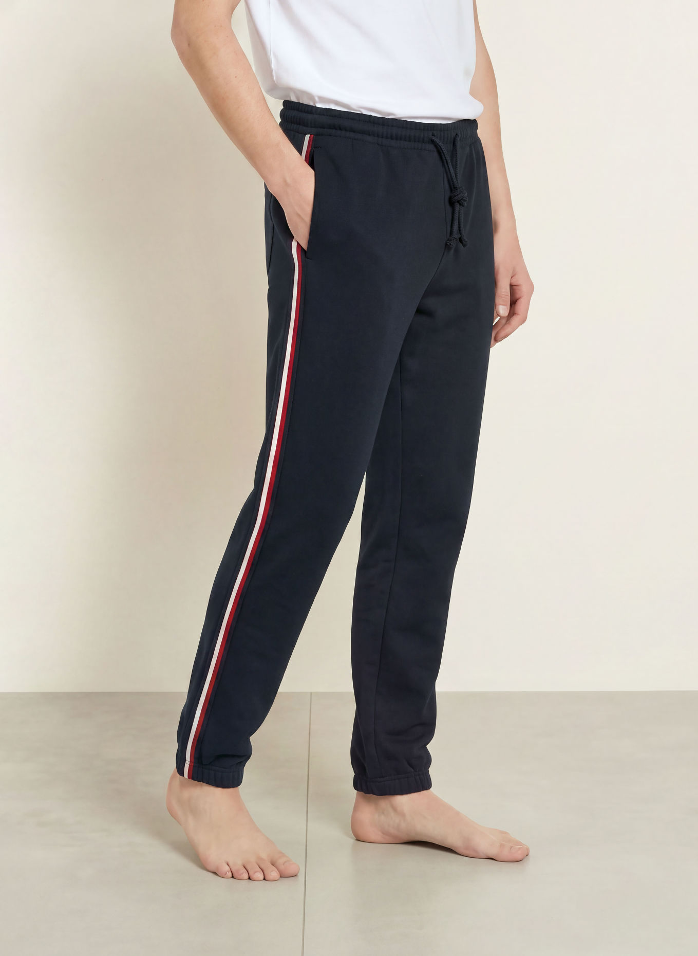 TOMMY HILFIGER Loungewear-joggingbyxor: MÖRKBLÅ / RÖD / VIT