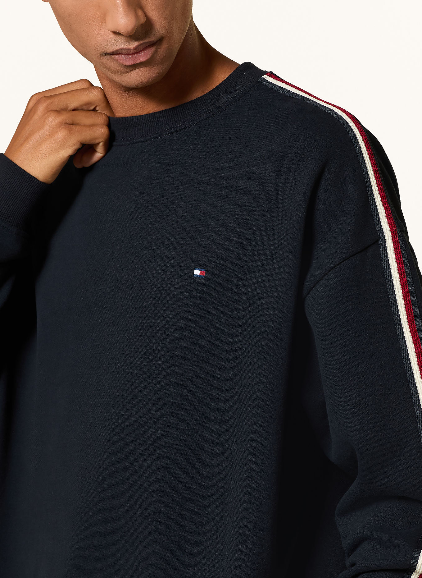 TOMMY HILFIGER Loungetröja: MÖRKBLÅ / RÖD / VIT