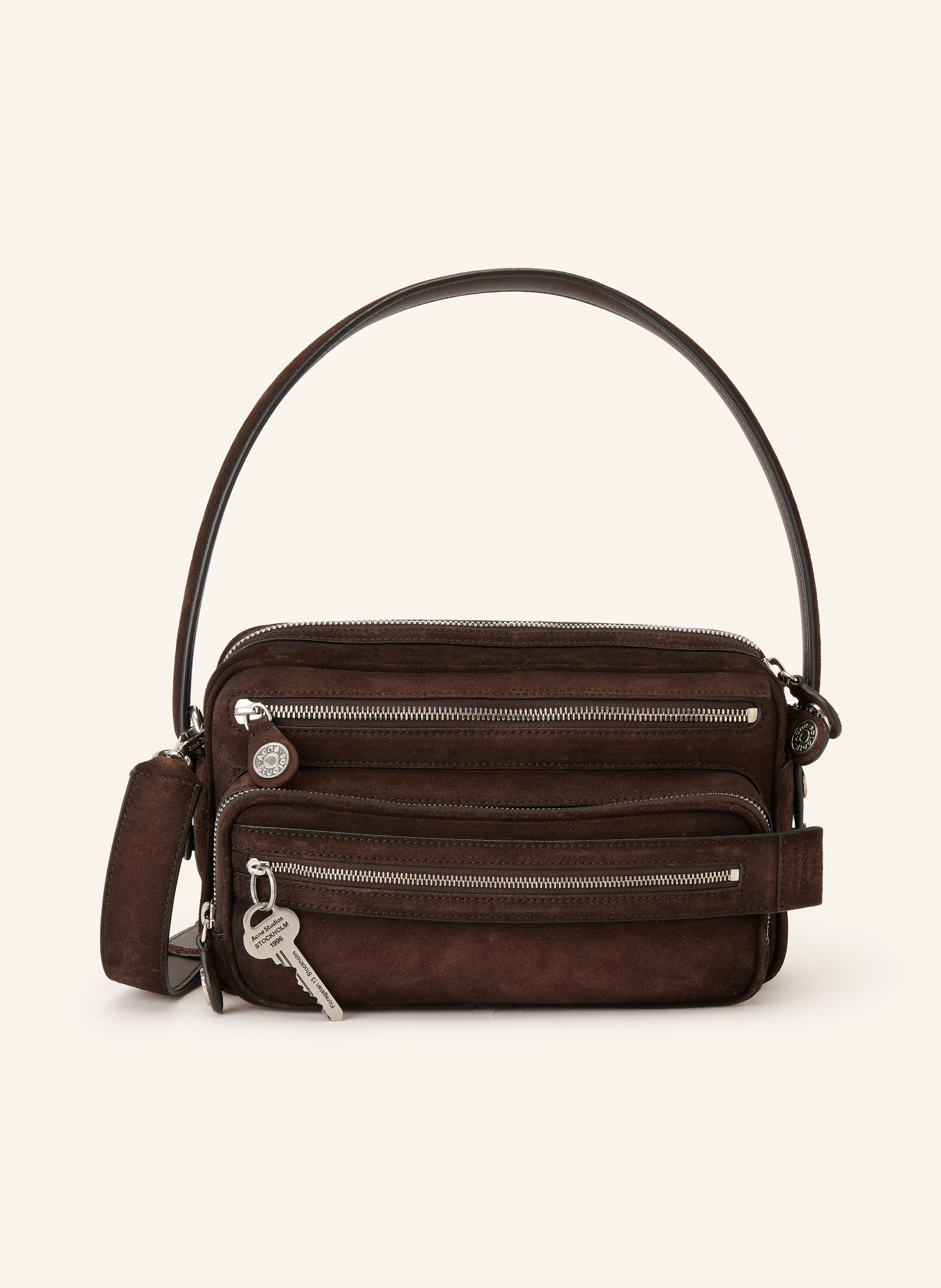 Acne Studios Umhängetasche: DUNKELBRAUN / SILBER