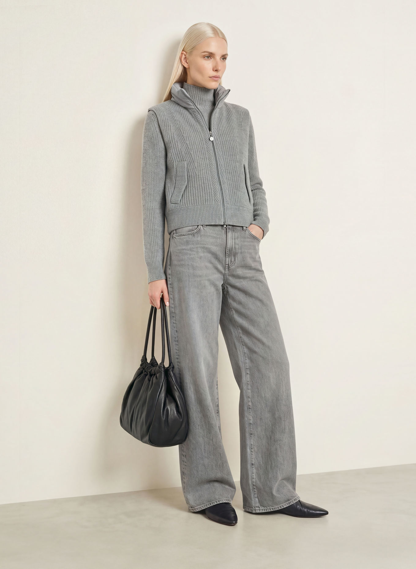 FRIEDA & FREDDIES Steppweste LITTLE RIEKE im Materialmix: GRAU