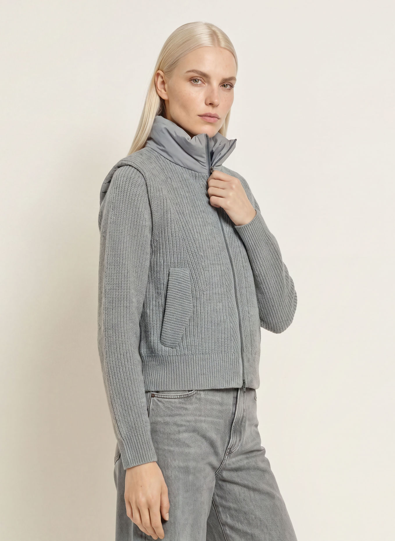 FRIEDA & FREDDIES Steppweste LITTLE RIEKE im Materialmix: GRAU