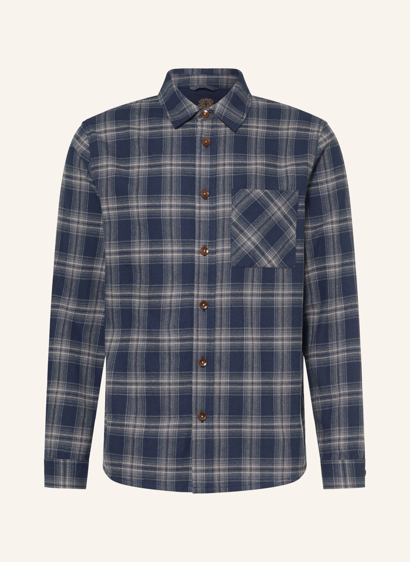 MOS MOSH Gallery Overshirt MMGDAVID i flanell: MÖRKBLÅ / BEIGE / GRÅ