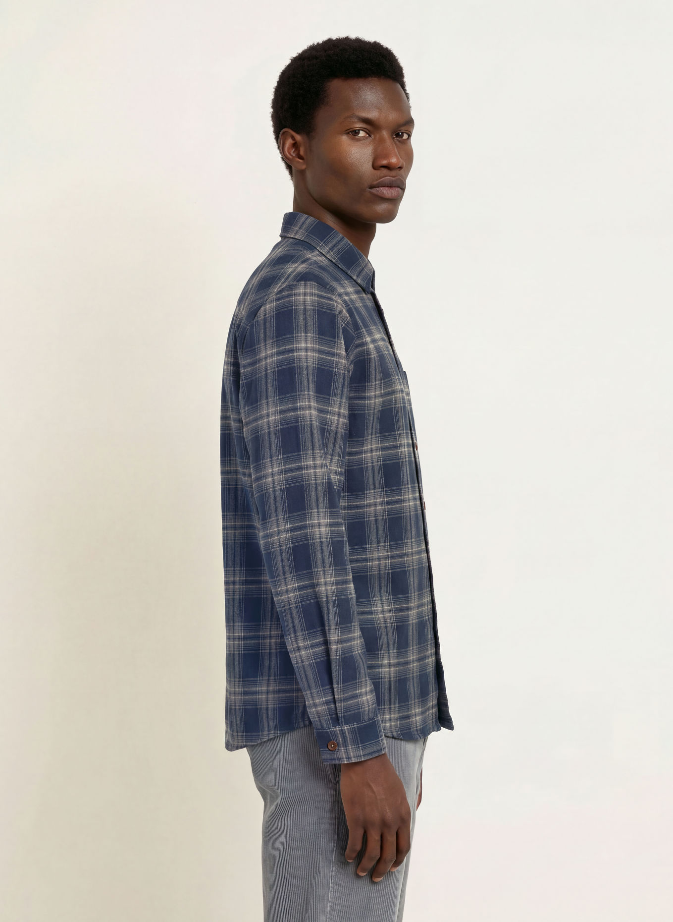 MOS MOSH Gallery Overshirt MMGDAVID i flanell: MÖRKBLÅ / BEIGE / GRÅ
