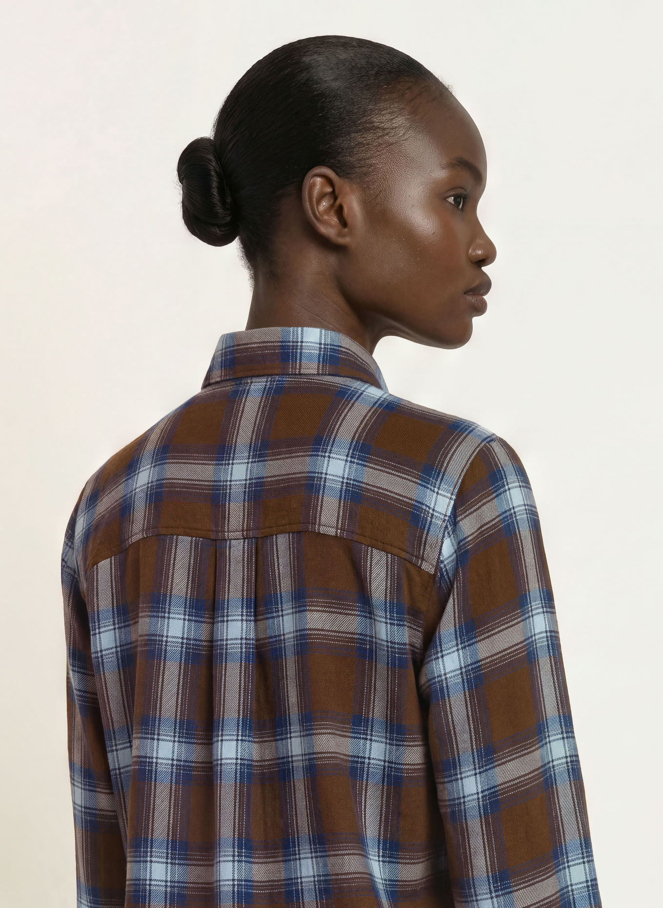 Rails Overhemdblouse MALIN: BRUIN / LICHTGRIJS / DONKERBLAUW