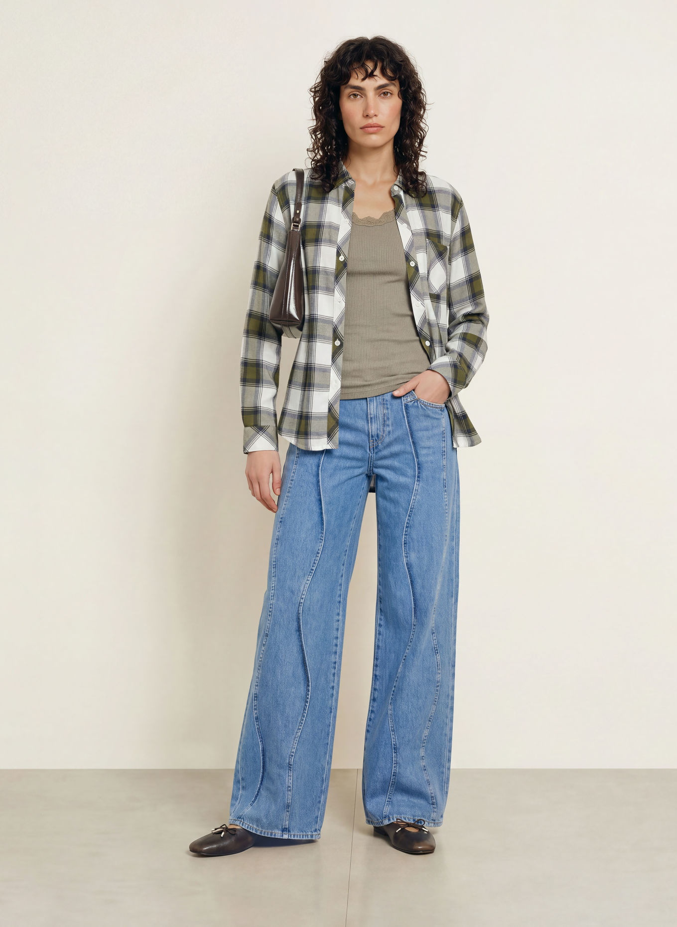 Rails Overhemdblouse: OLIJF / DONKERGROEN / WIT