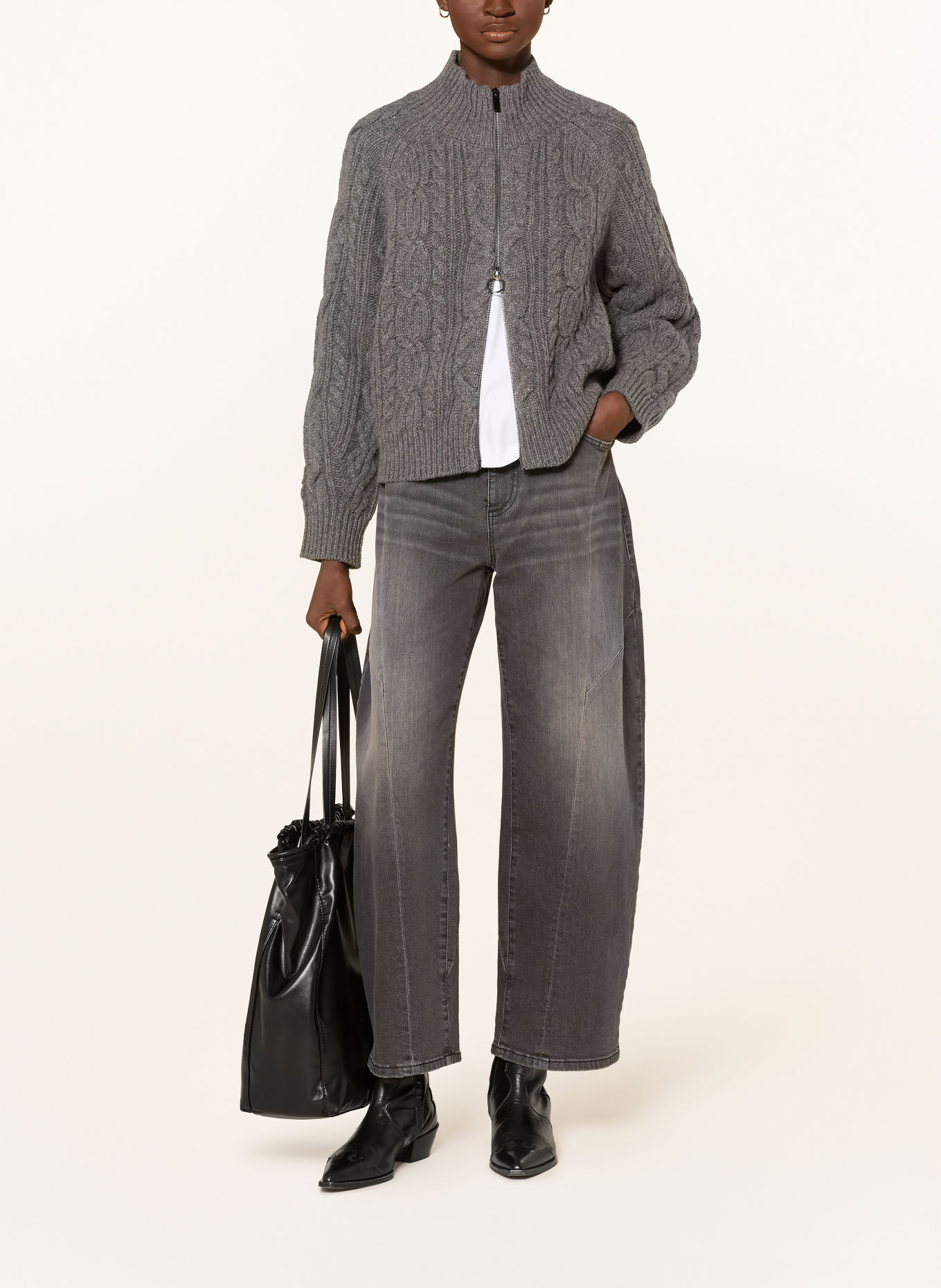 MAC DAKOTA Barrel-leg jeans: D983 high fashion anthra wash